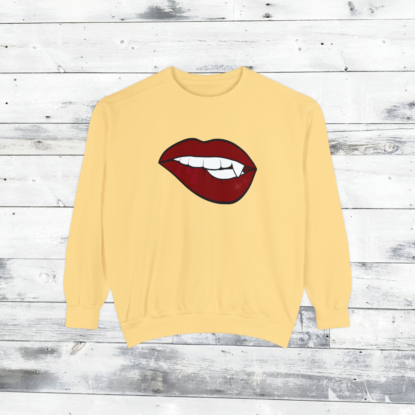 Biting Lip Vampire Fang Comfort Colors Sweater