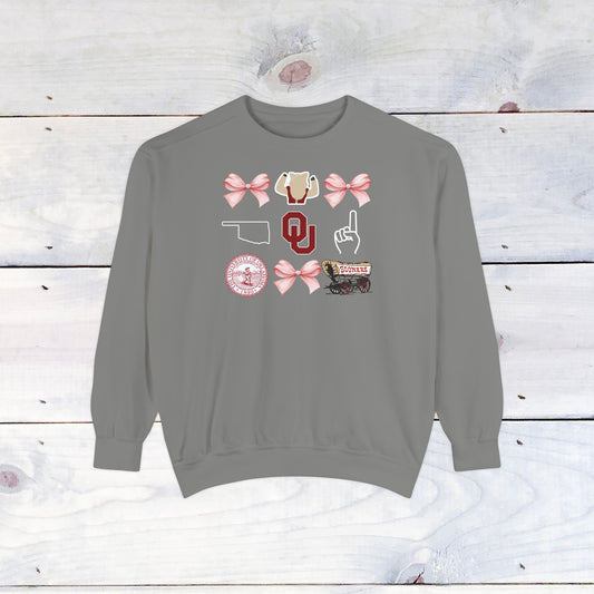 Oklahoma Sooners Bow Comfort Colors Sweater - Dark