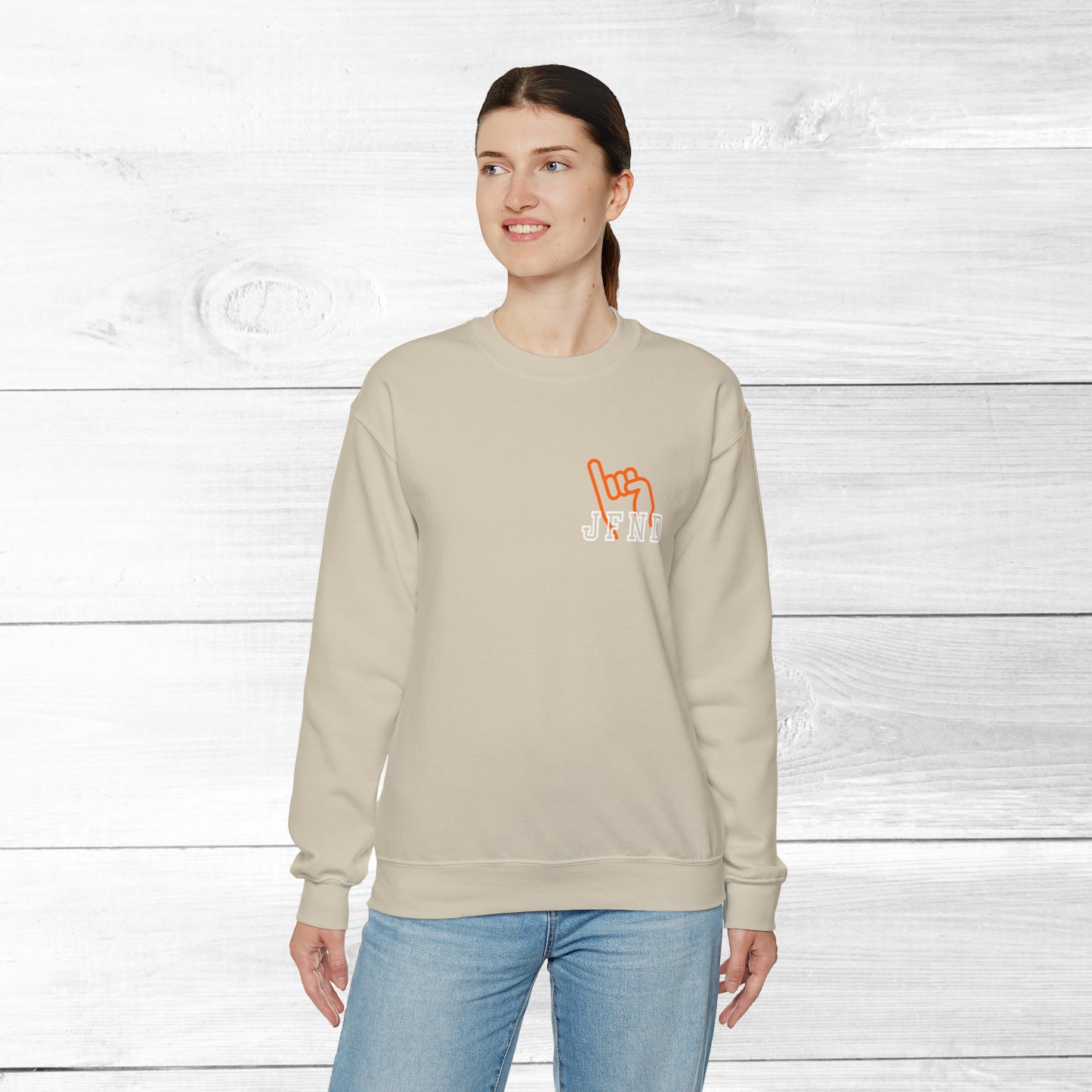 JFND front and Yellowjacket back Sweater