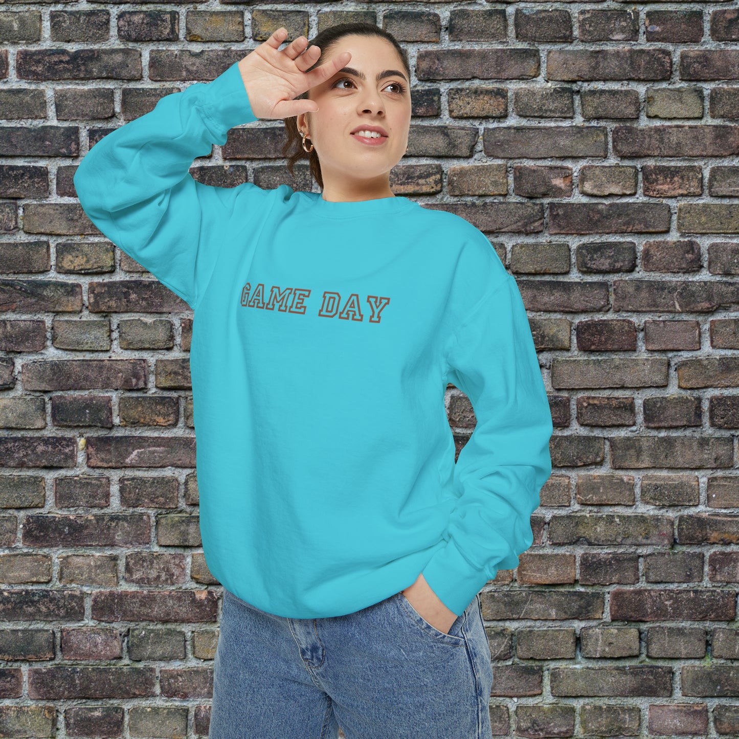 Game Day Comfort Colors Sweater - Brown Text