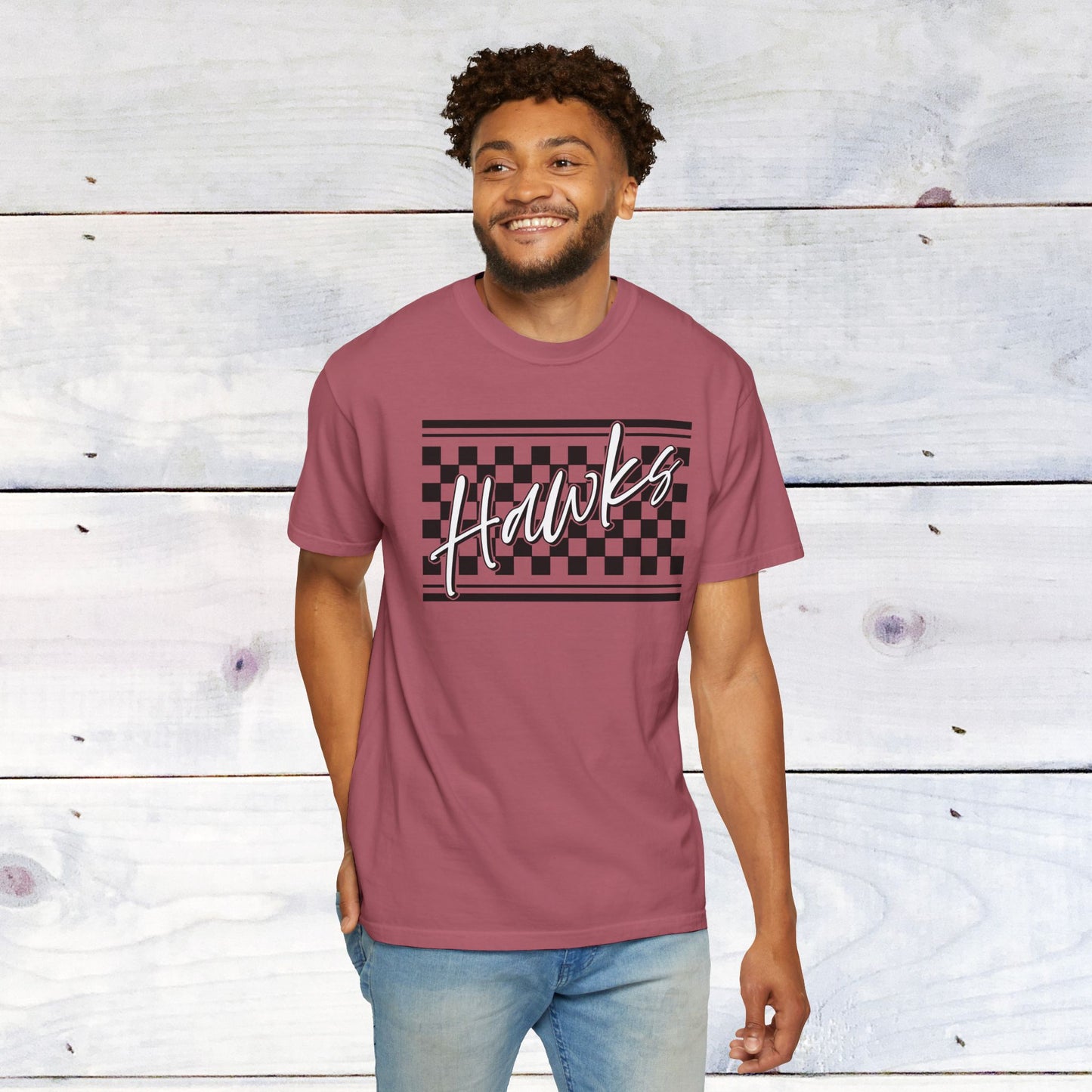 Heath Hawks Checkered Comfort Colors Unisex Tee