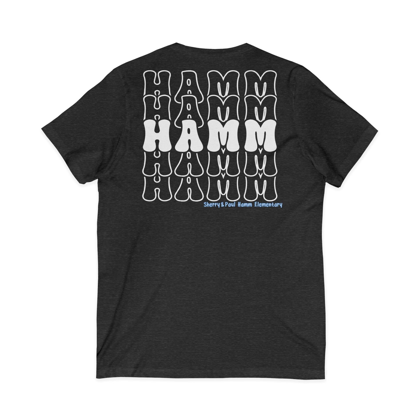 Hamm Unisex V-Neck Tee, Repeat Back:Logo Front