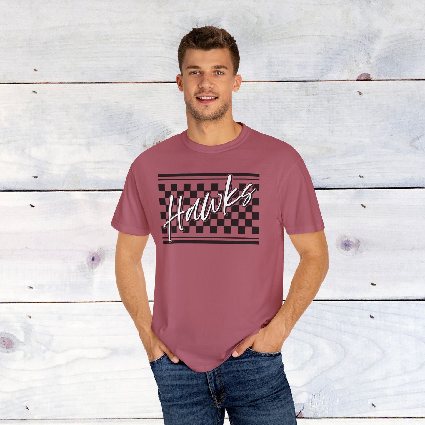 Heath Hawks Checkered Comfort Colors Unisex Tee