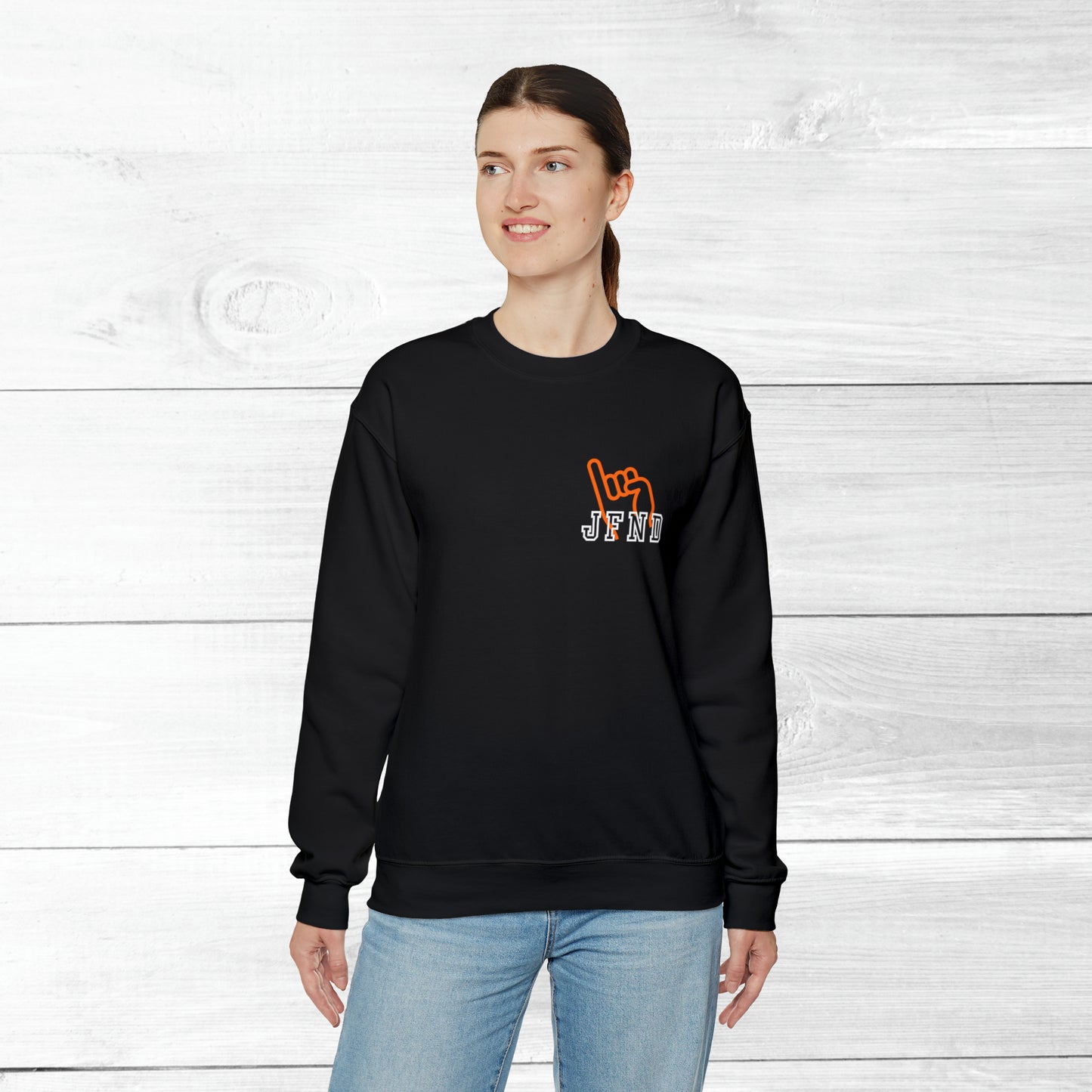 JFND front and Yellowjacket back Sweater