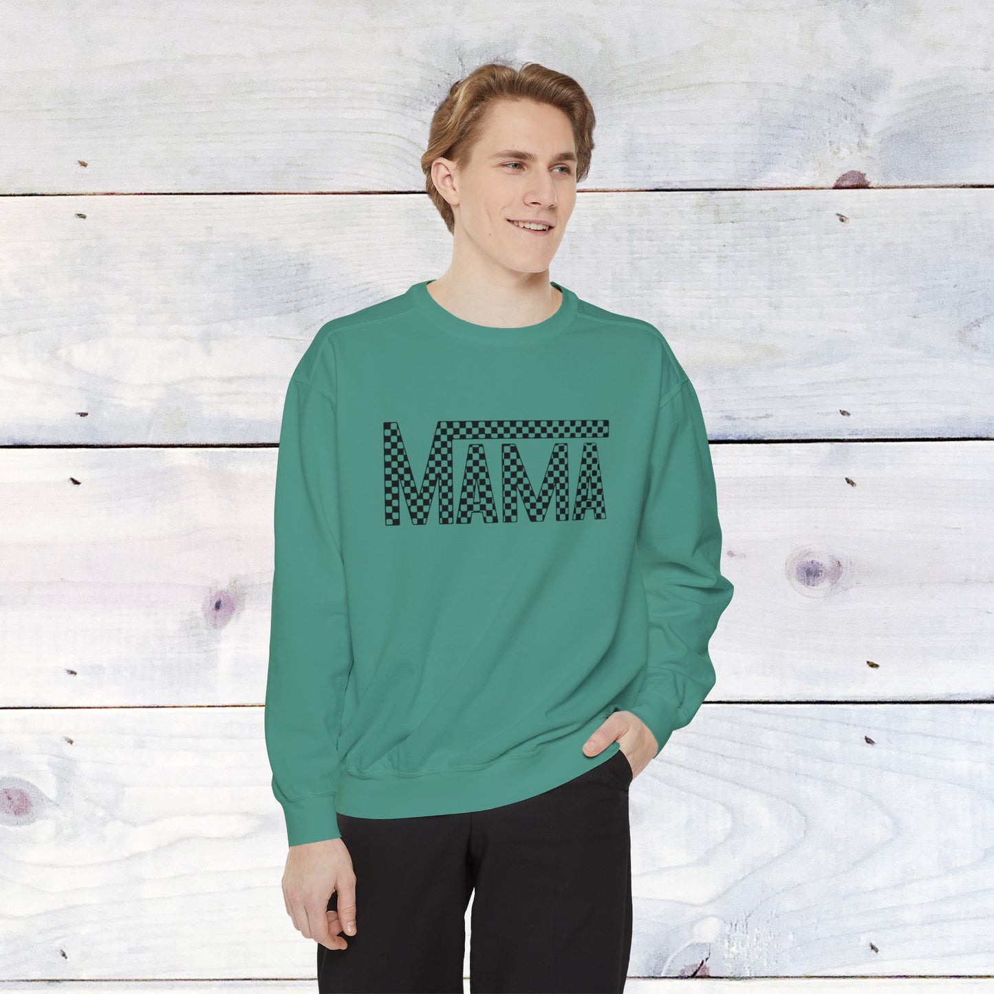 Mama Checkered Black Comfort Colors Sweater