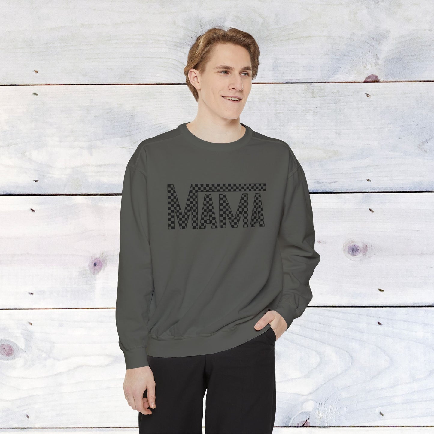 Mama Checkered Black Comfort Colors Sweater
