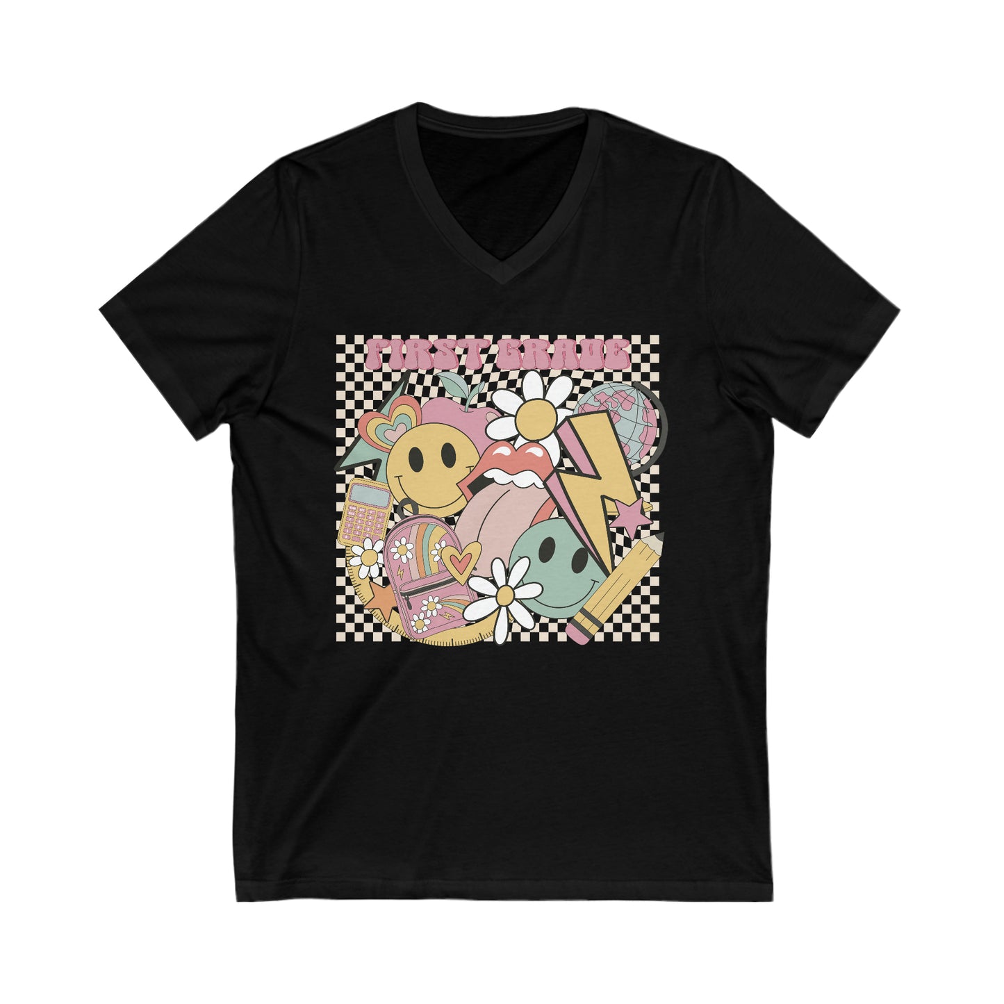 First Grade Fun Teacher Unisex V-Neck Tee