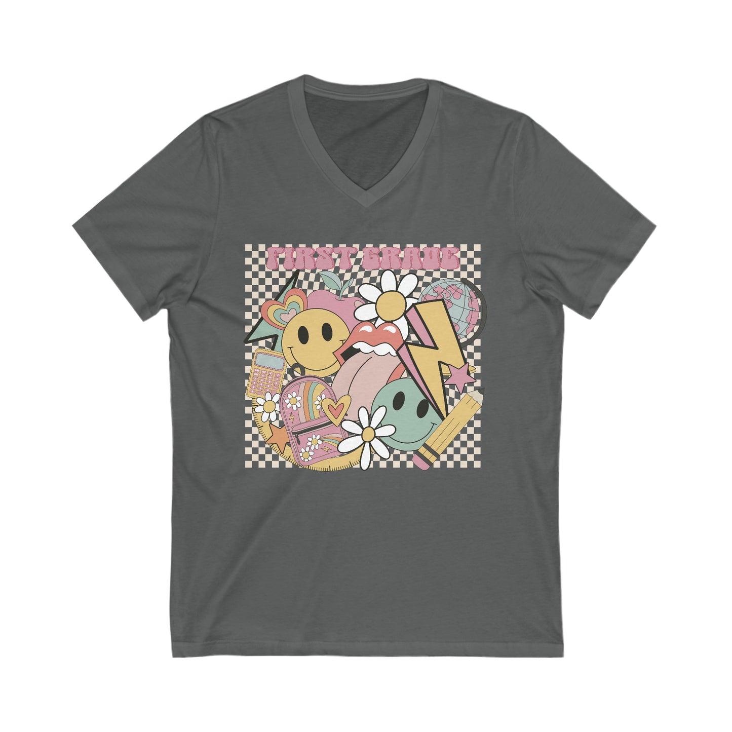 First Grade Fun Teacher Unisex V-Neck Tee