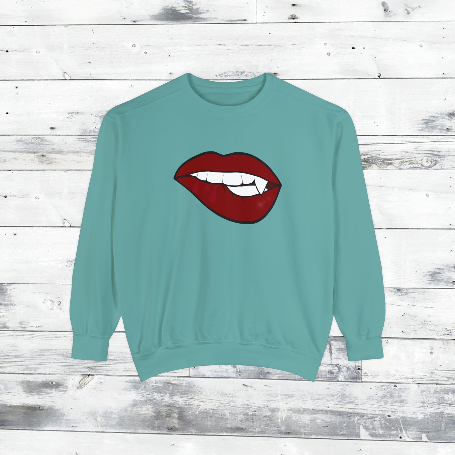 Biting Lip Vampire Fang Comfort Colors Sweater