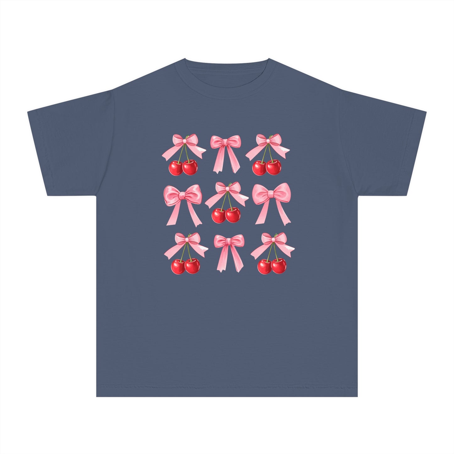 Cherry Bow Grid Comfort Colors Tee