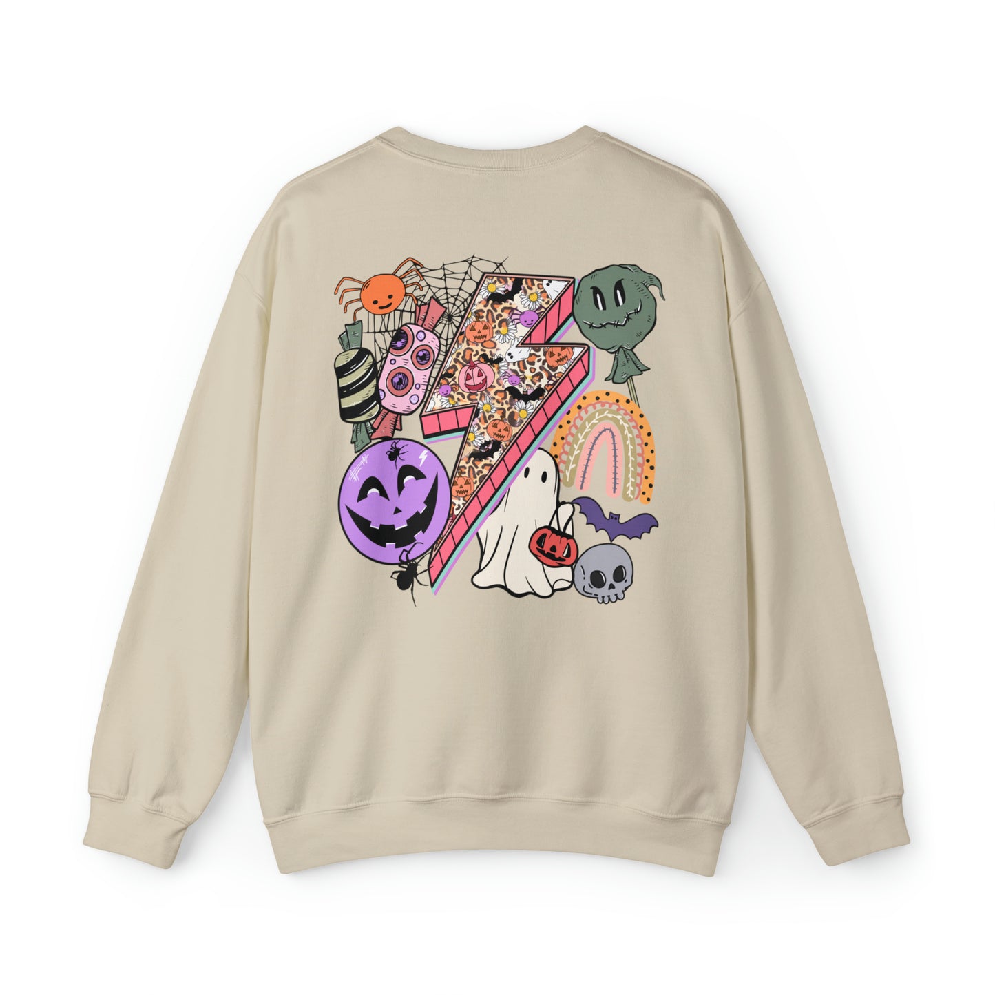 Halloween - Franken Smile Front, Halloween Bolt Back - Sweater / Pullover