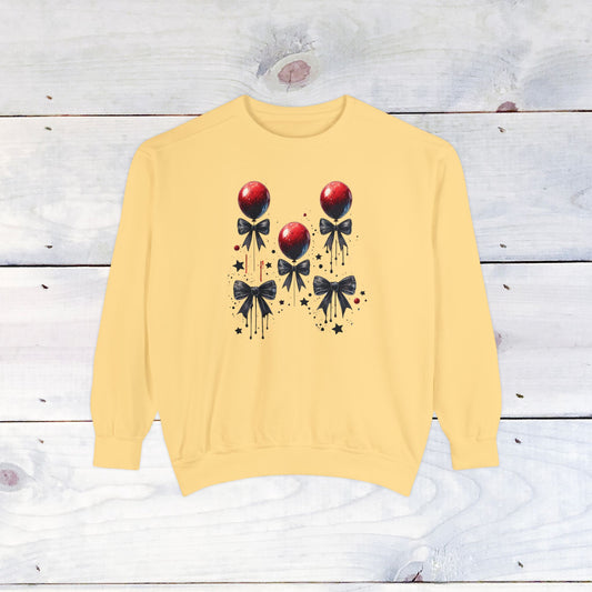 "IT" Red Balloon and Bow Comfort Colors Sweater