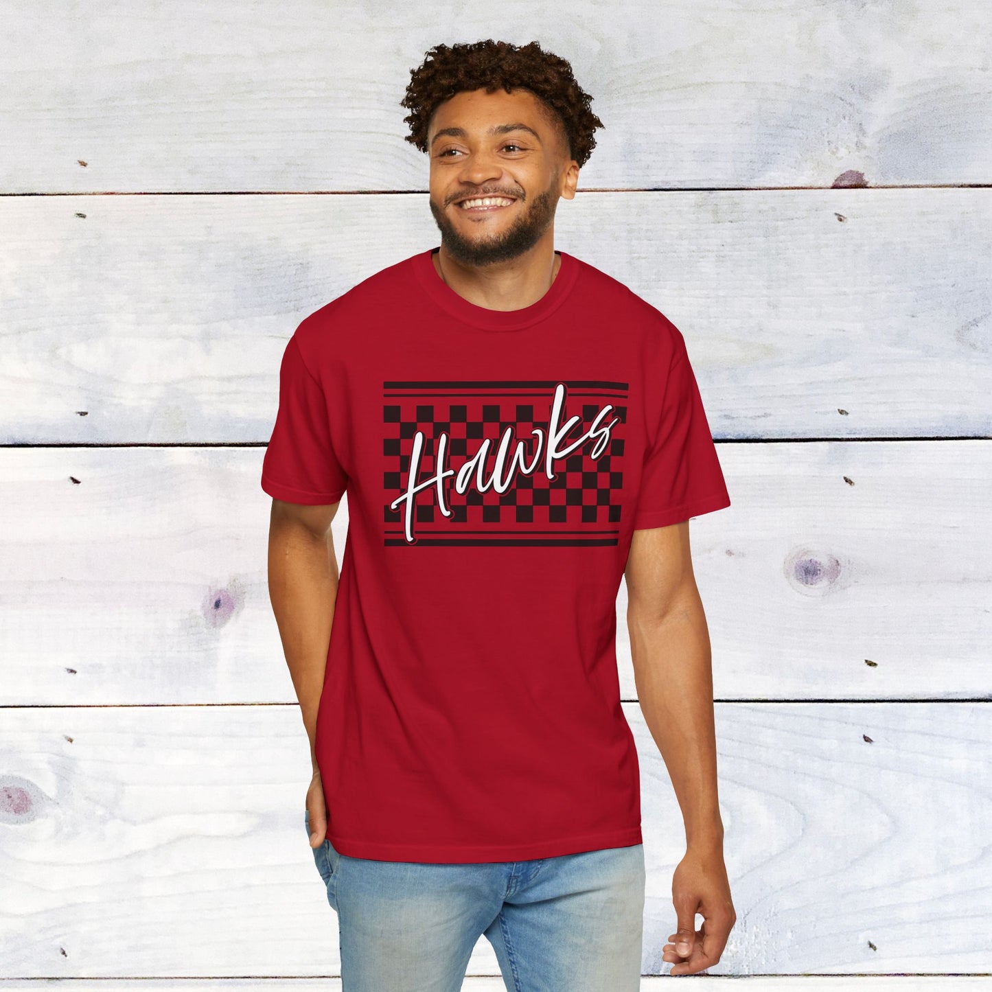 Heath Hawks Checkered Comfort Colors Unisex Tee