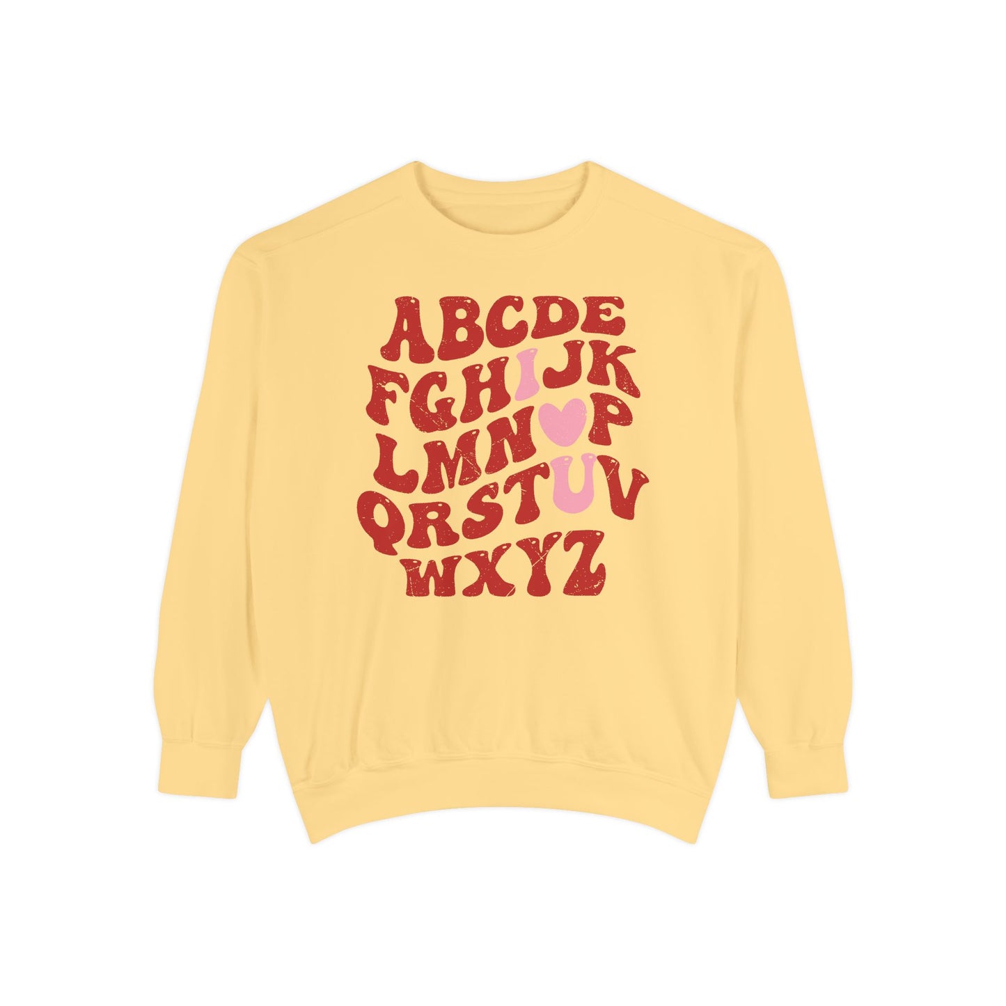 Red Alphabet I love you Adult Comfort Colors Sweatshirt