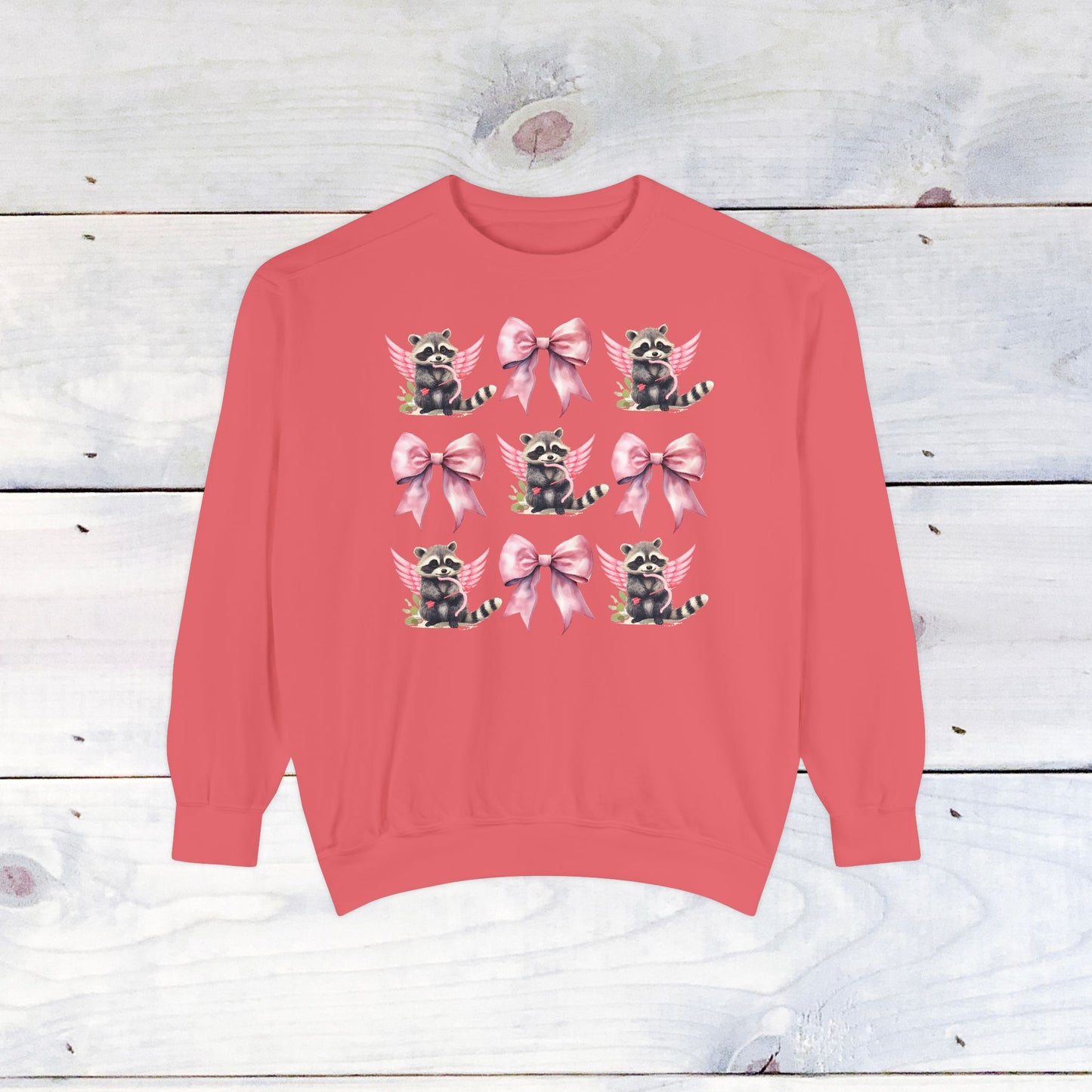 Raccoon Grid Valentine Adult Comfort Colors Sweatshirt