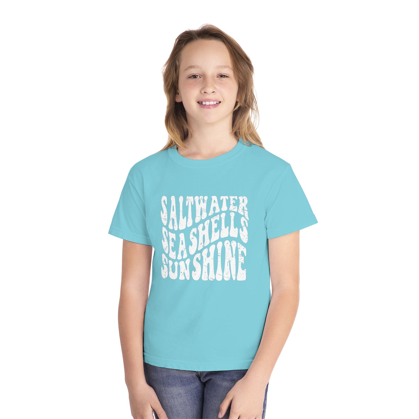 Youth Saltwater, Seashells, Sunshine Comfort Colors Youth Tee