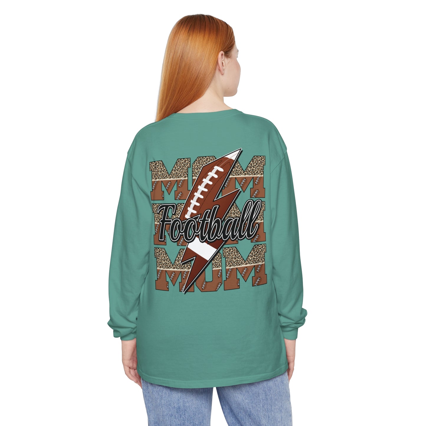 Football Mom Long Sleeve Comfort Colors T Shirt