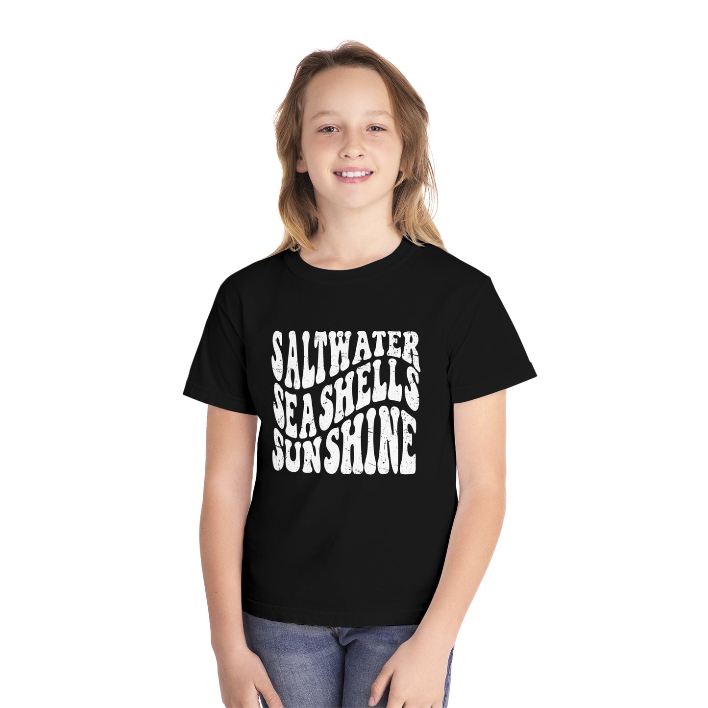 Youth Saltwater, Seashells, Sunshine Comfort Colors Youth Tee