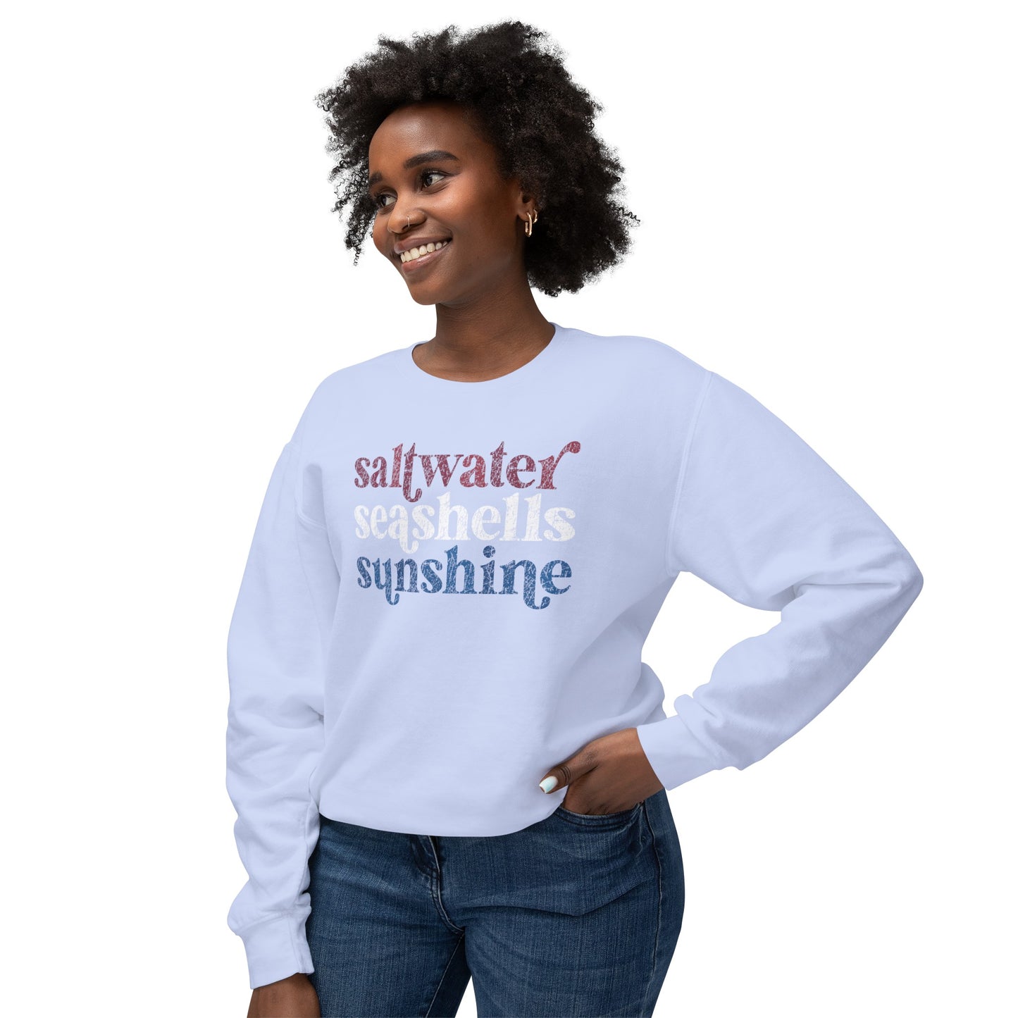Red, White, & Blue Saltwater, Seashell, Sunshine Comfort Colors Sweater