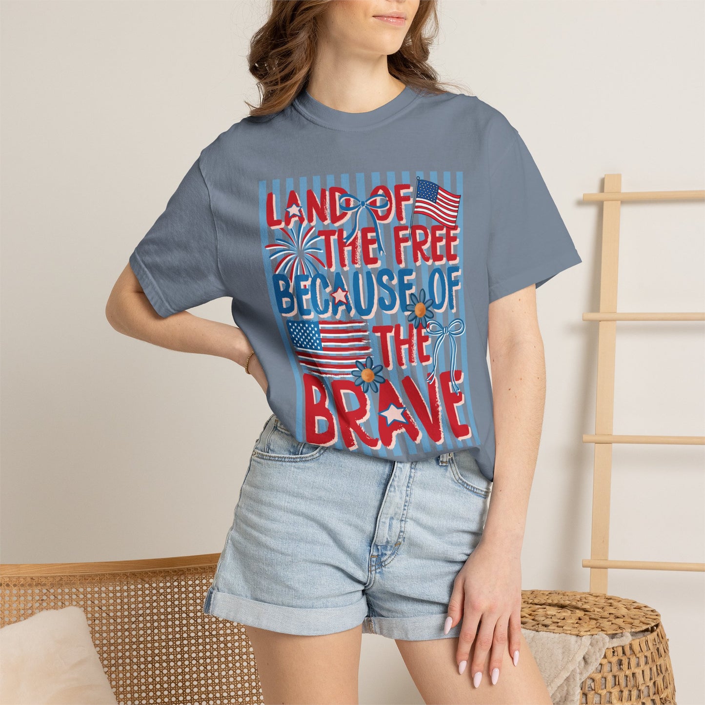 "Land of the Free Because of the Brave"  Comfort Colors Unisex Shirt
