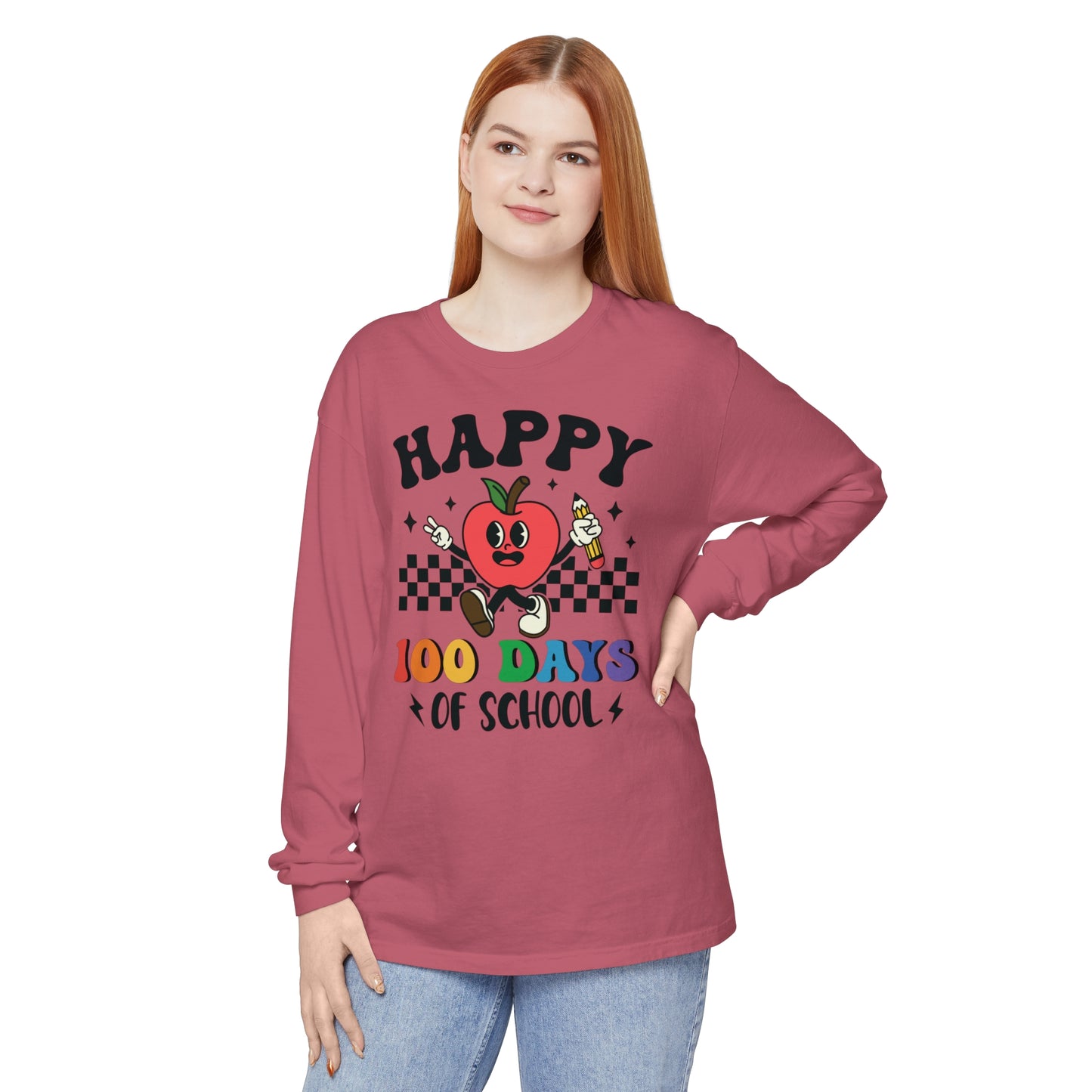 Happy 100 Days Comfort Colors Long Sleeve T-Shirt