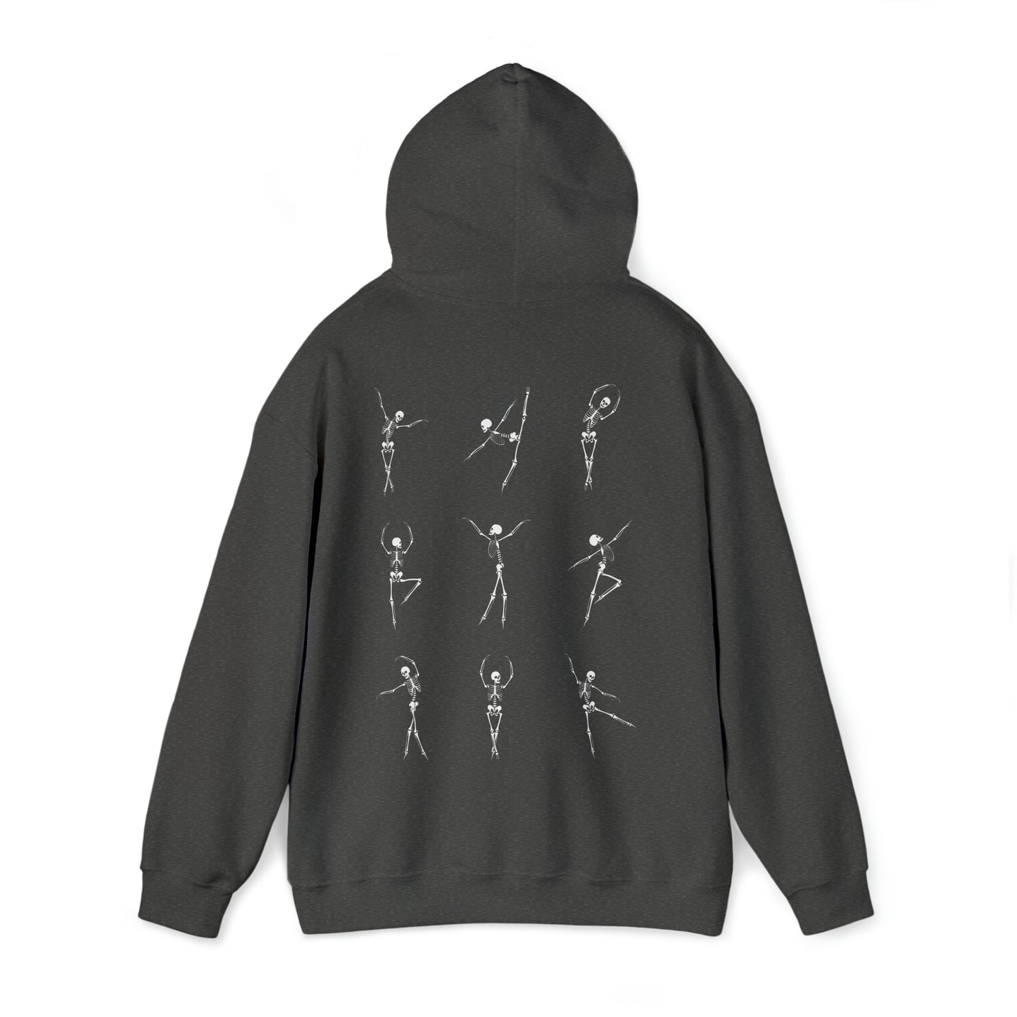 Dancing Skeleton Hoodie- Dancing Skeleton Front- Multi -Dancing Skeleton Back, Mutliple Color Options, Unisex Heavy Blend™ Hooded Sweatshirt
