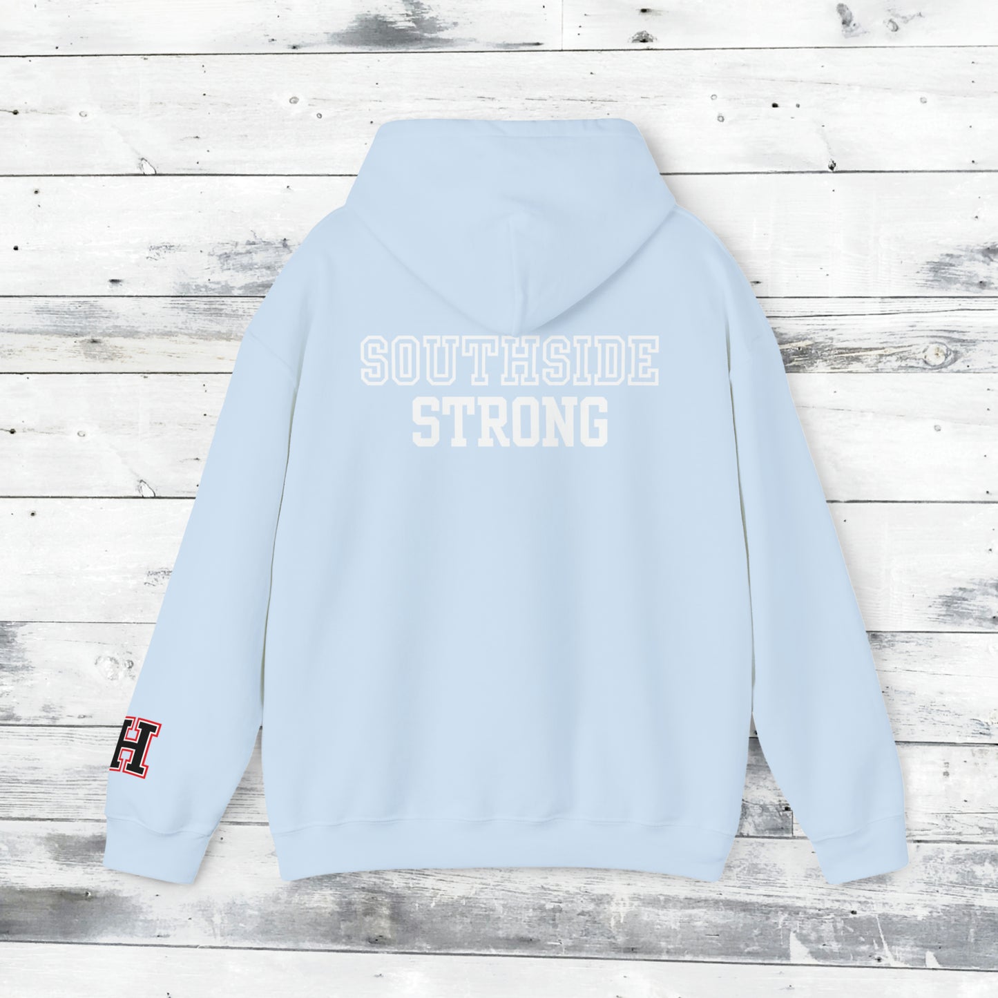 Heath Hawks WTD front Southside Strong back - H Cuff  - Hoodie