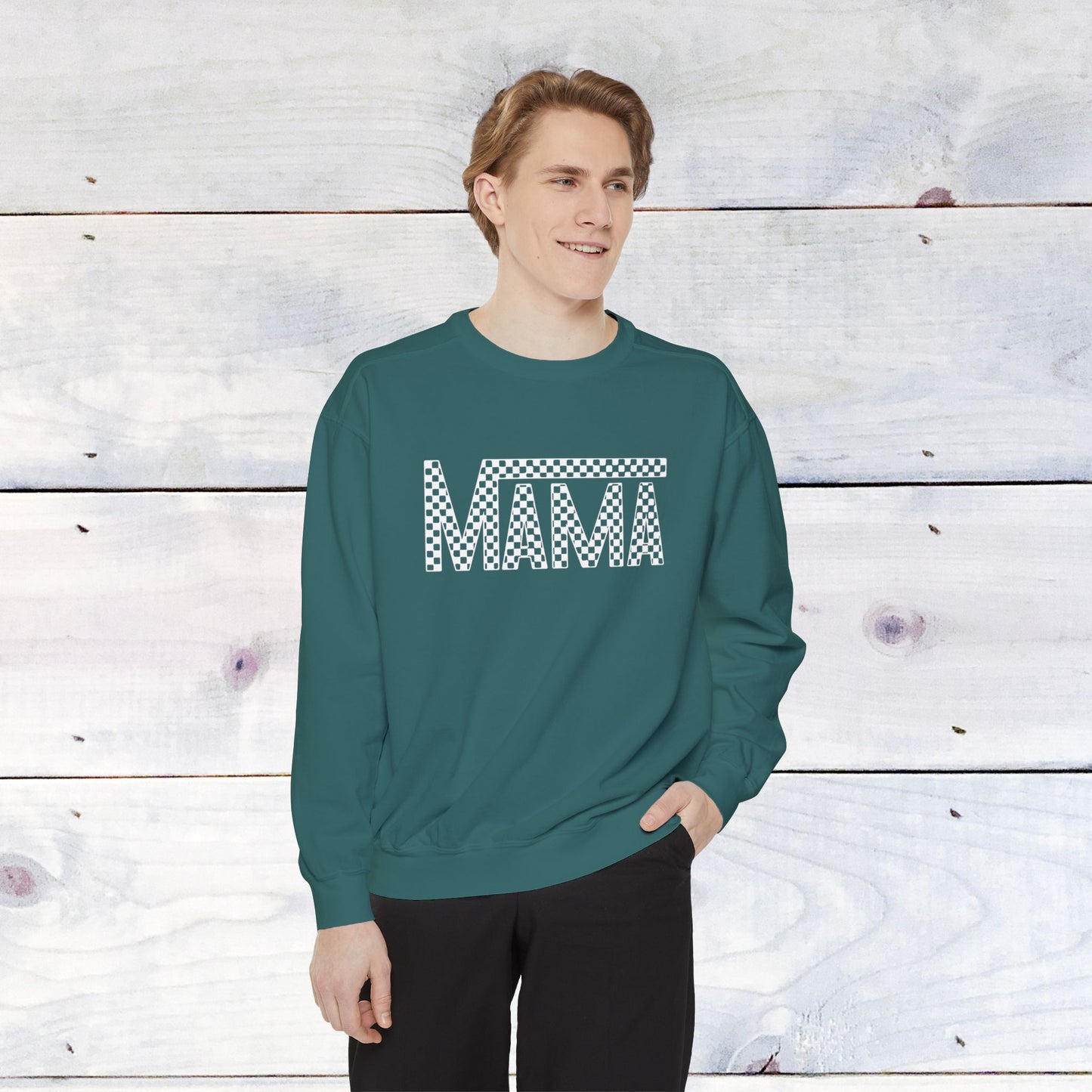 Mama Checkered Comfort Colors Sweater