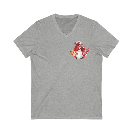 Gnome Red Football V Neck Unisex T-Shirt