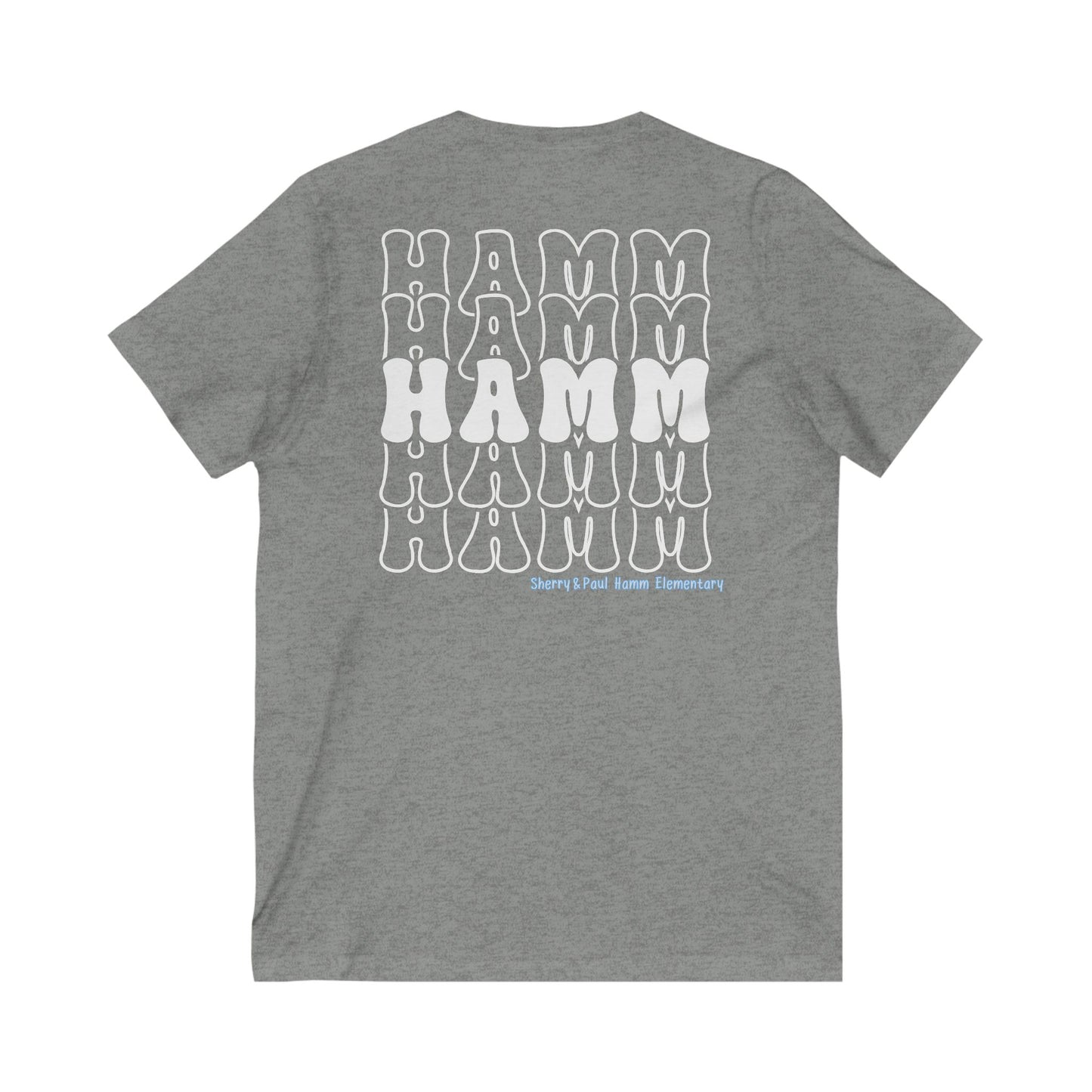Hamm Unisex V-Neck Tee, Repeat Back:Logo Front