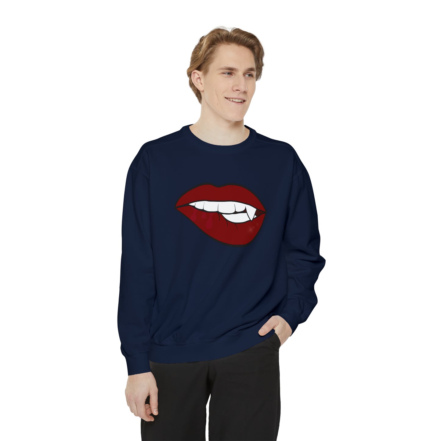 Biting Lip Vampire Fang Comfort Colors Sweater