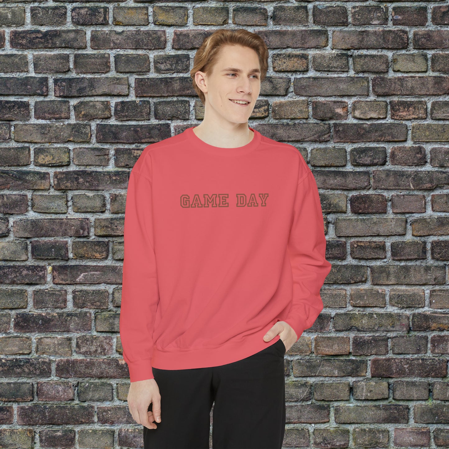 Game Day Comfort Colors Sweater - Brown Text