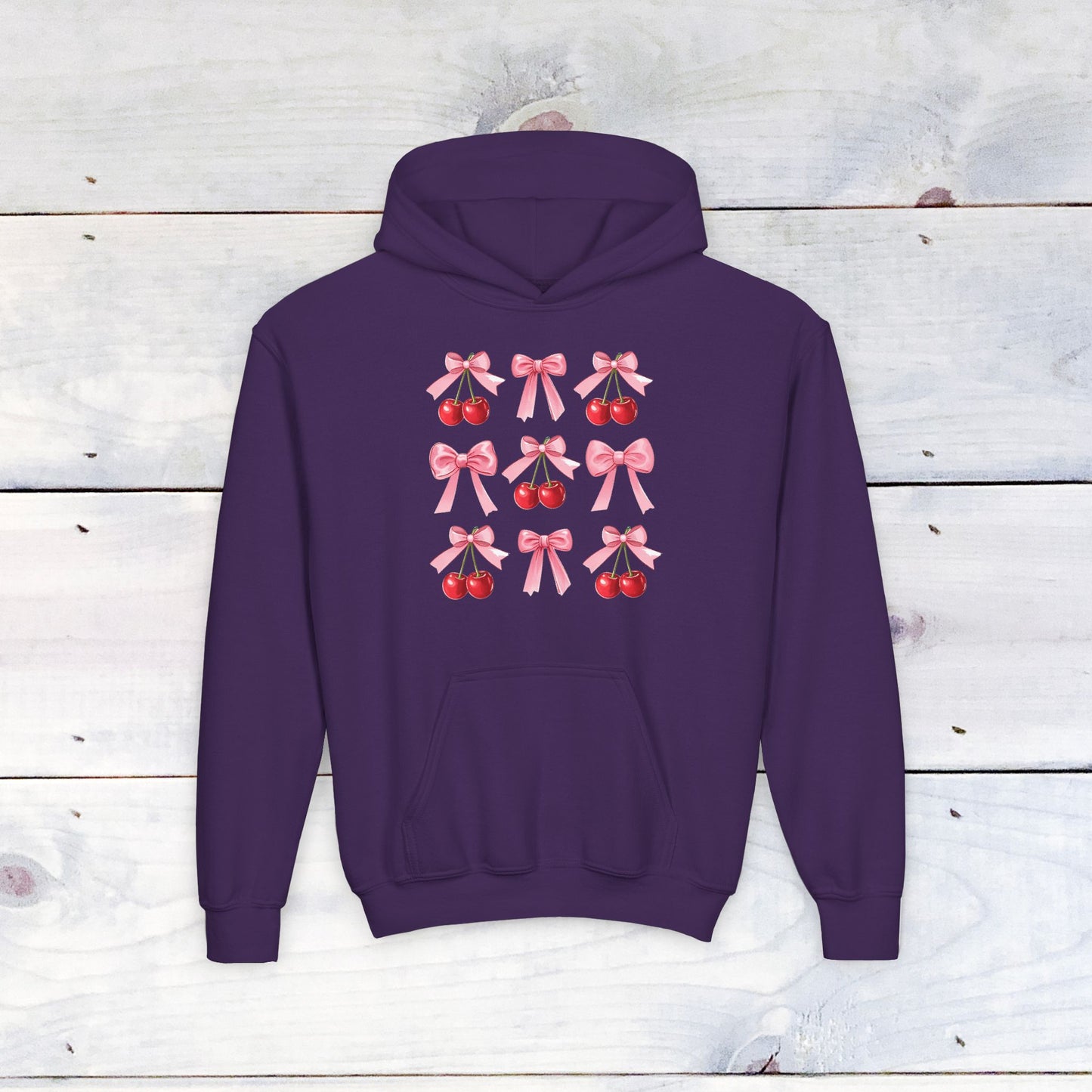 Cherry Bow Grid Youth Sweatshirt