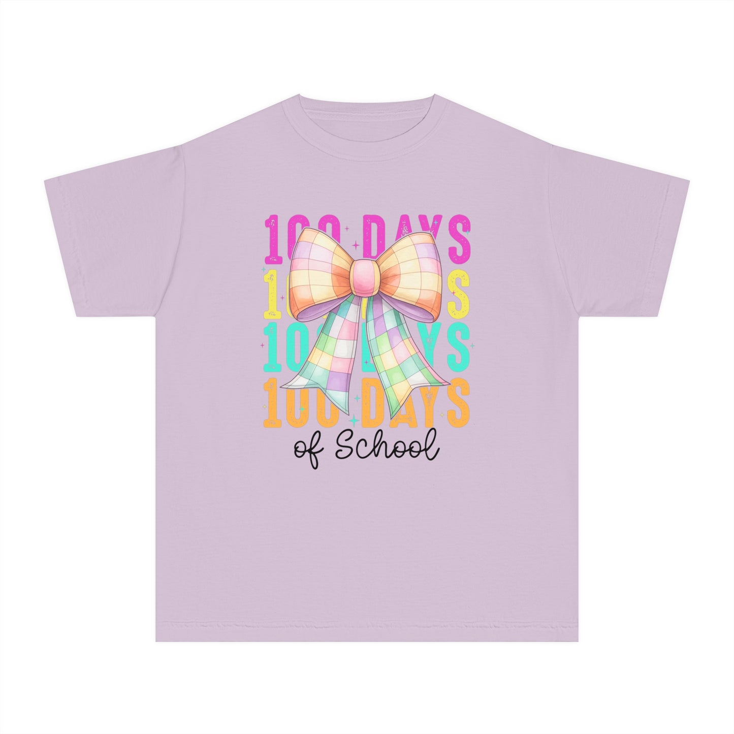 Youth 100 Days Disco Bow Comfort Colors Tee