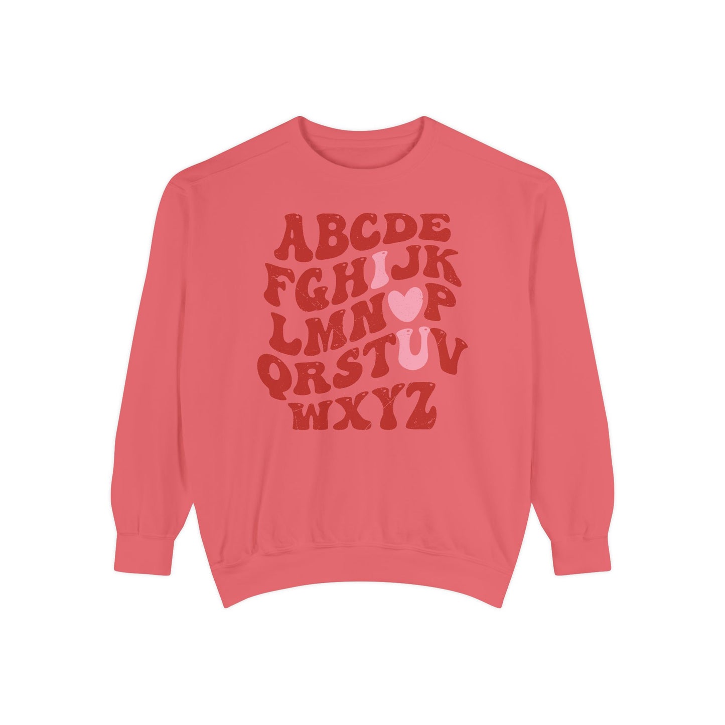 Red Alphabet I love you Adult Comfort Colors Sweatshirt