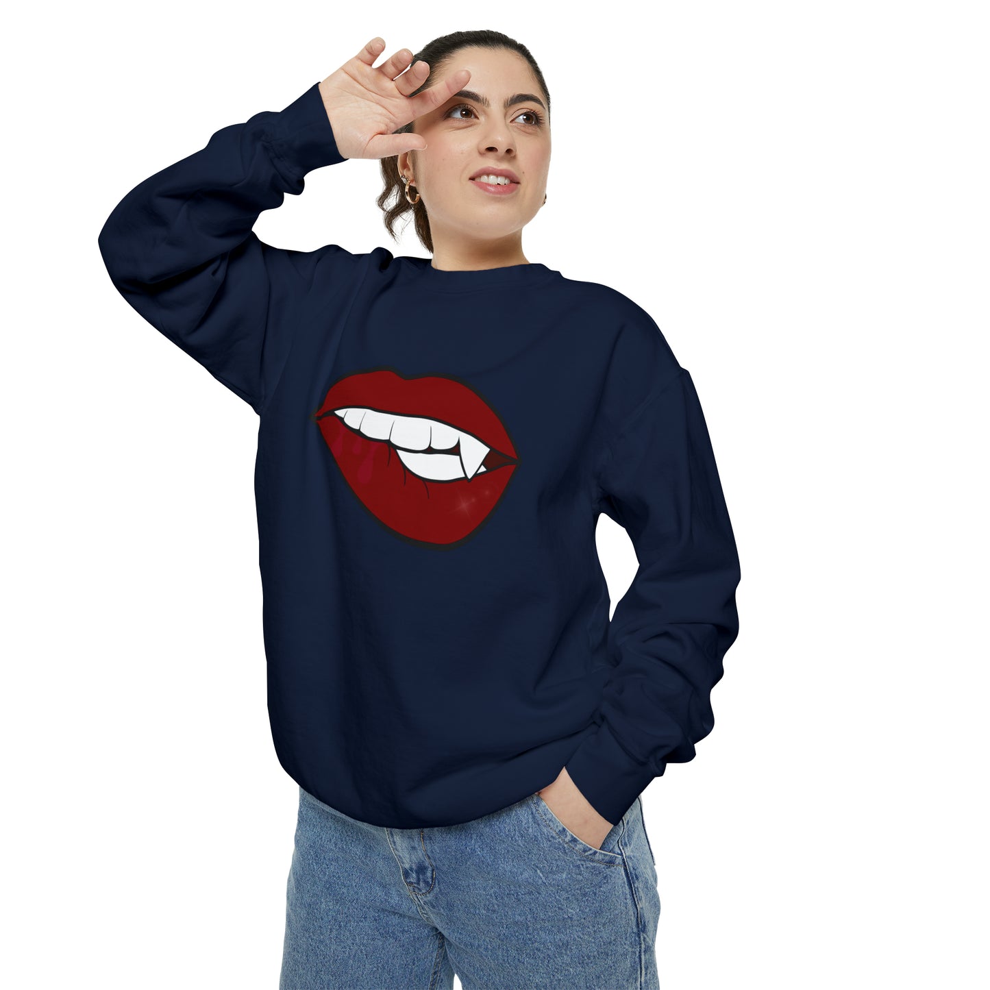 Biting Lip Vampire Fang Comfort Colors Sweater