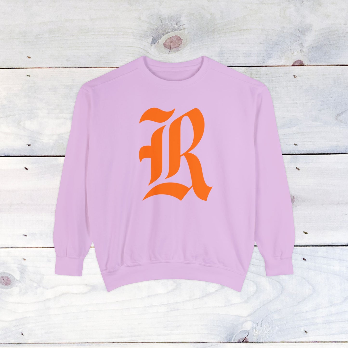 Old School R front, Small Fighting Stinger on back Comfort Colors Sweater