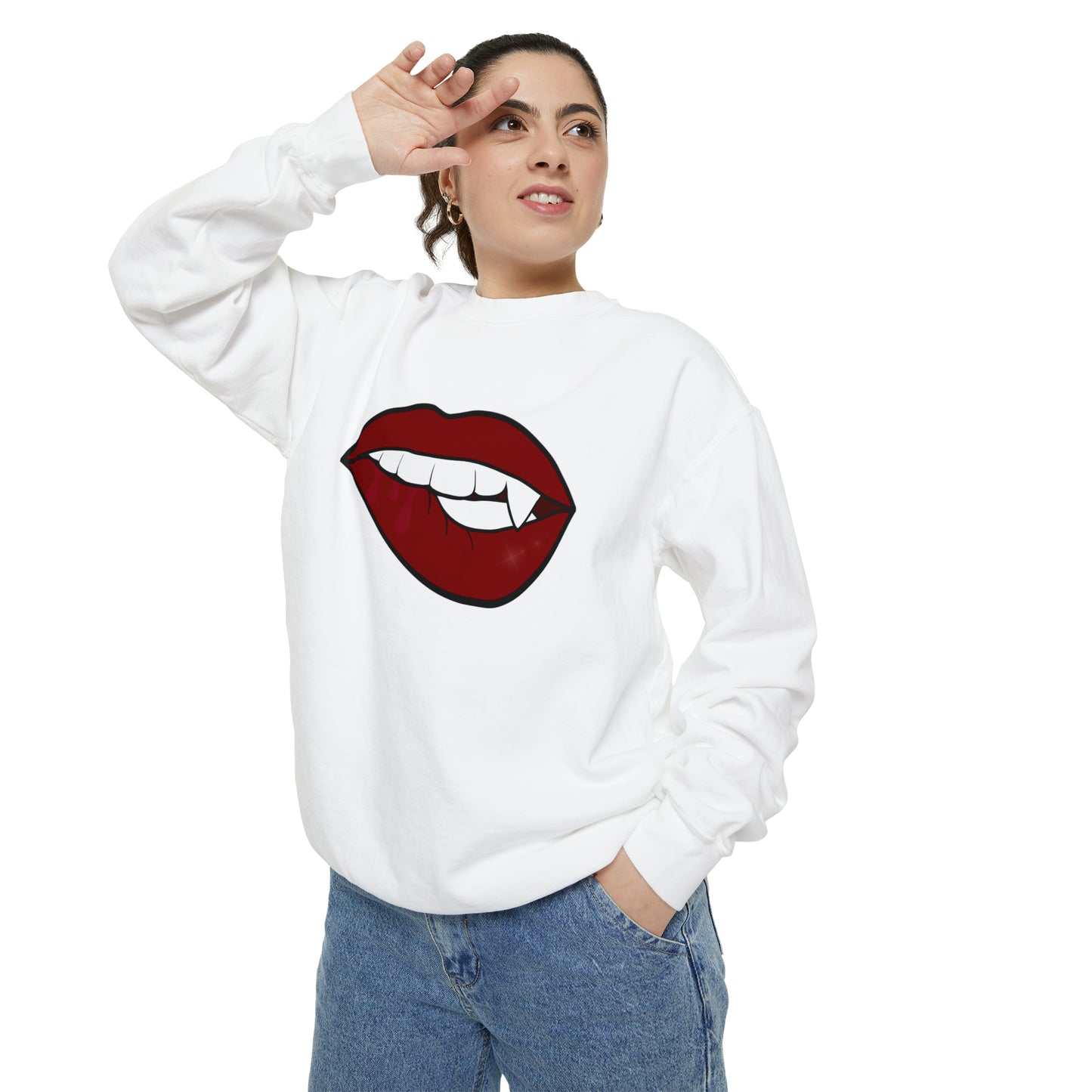 Biting Lip Vampire Fang Comfort Colors Sweater