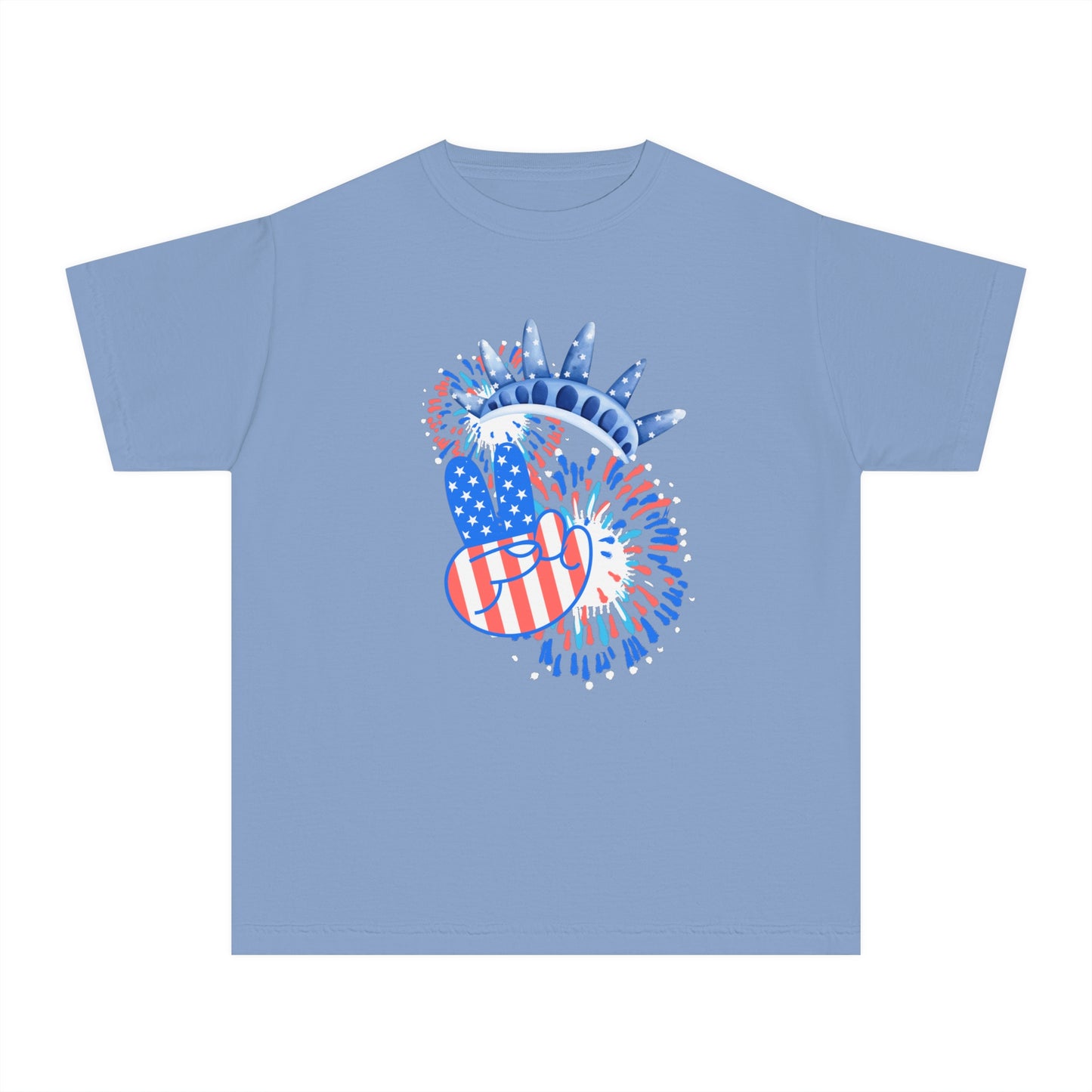 Peace, Crown, & Fireworks Comfort Colors Youth Tee