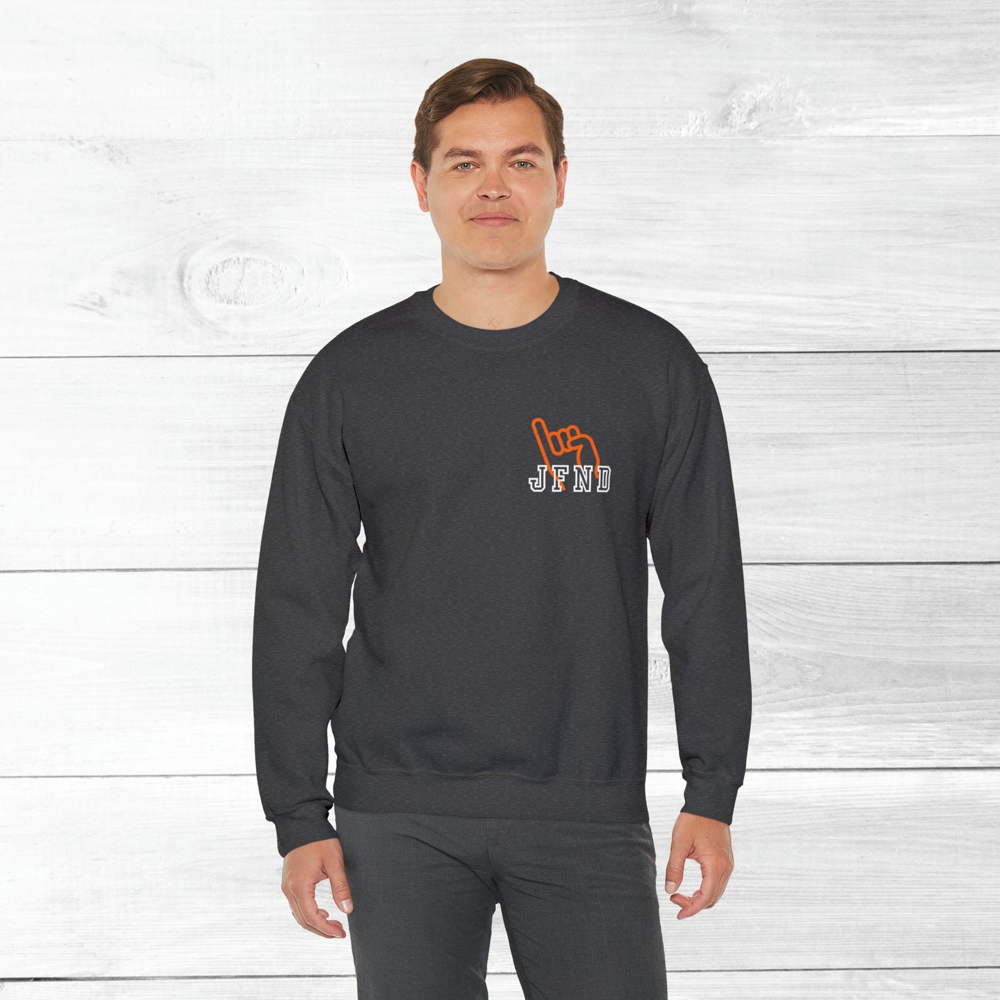 JFND front and Yellowjacket back Sweater