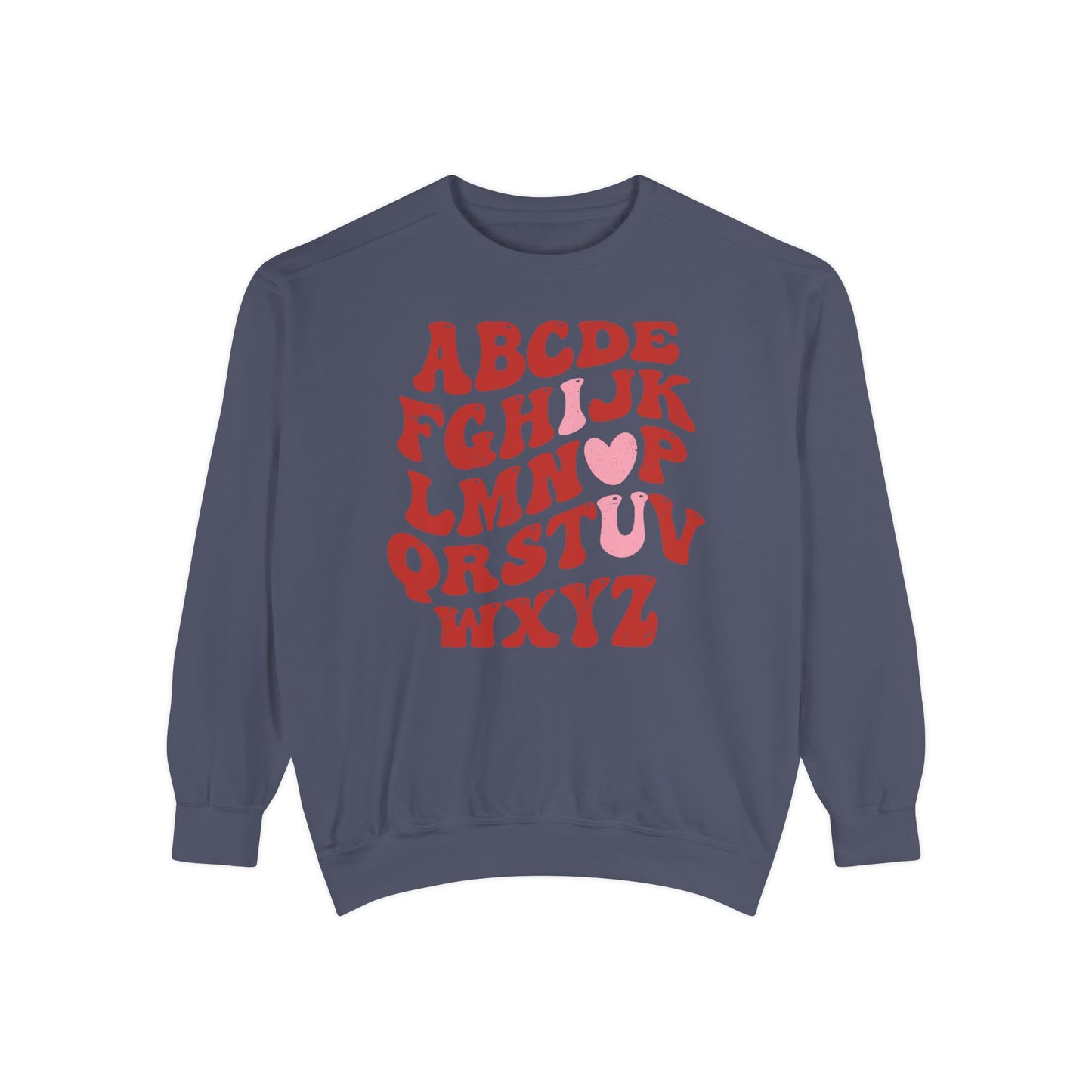 Red Alphabet I love you Adult Comfort Colors Sweatshirt