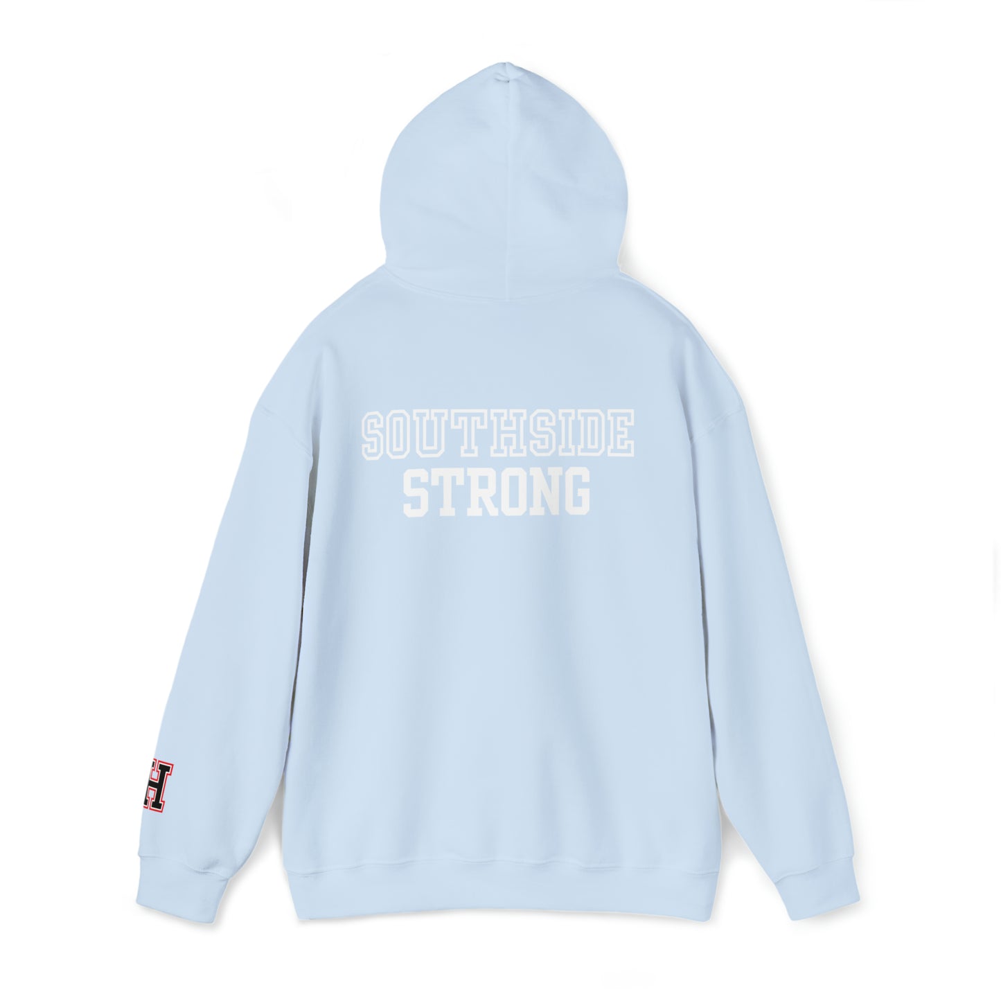 Heath Hawks WTD front Southside Strong back - H Cuff  - Hoodie