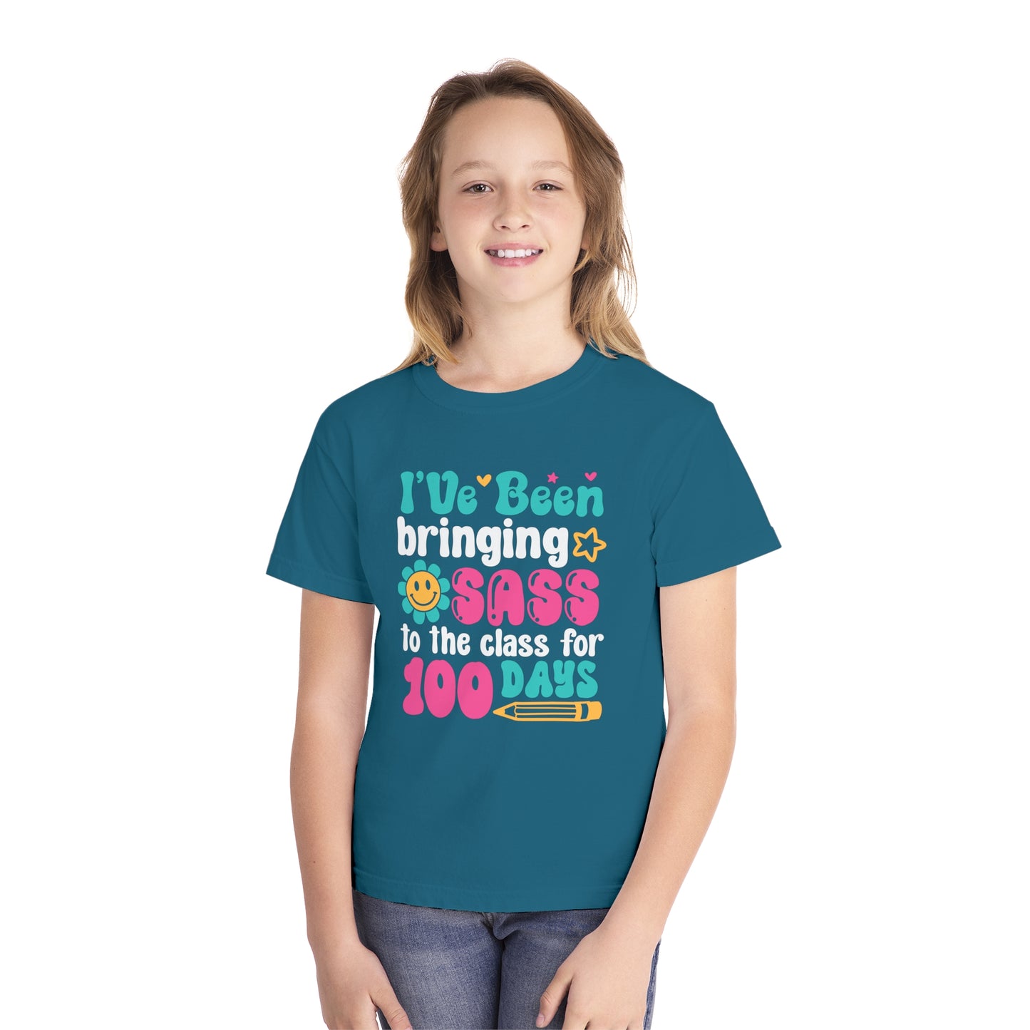 Youth Bringing the Sass 100 days of Class Comfort Colors Tee