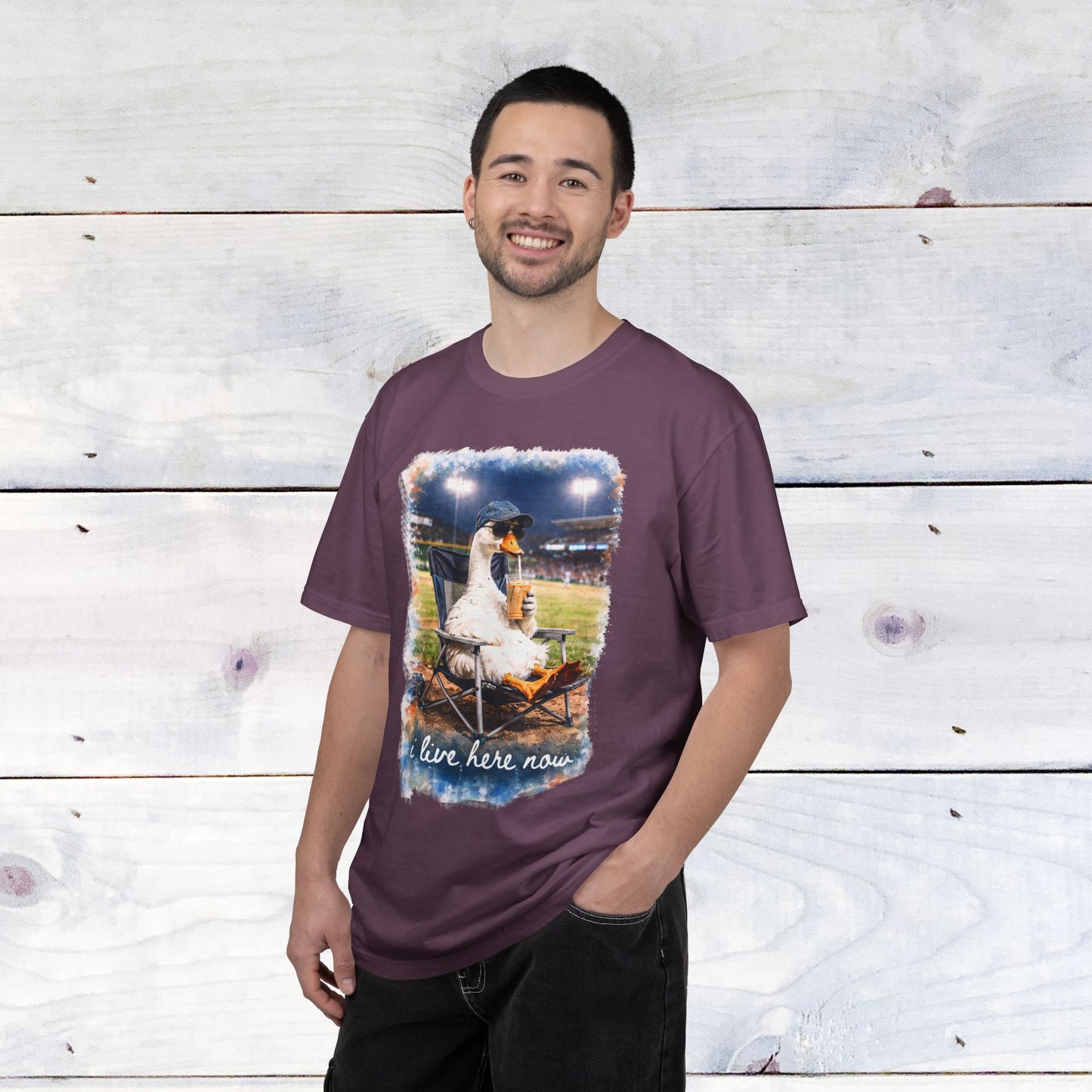 'I Live Here Now' Baseball Stadium Goose Comfort Colors Unisex T-Shirt