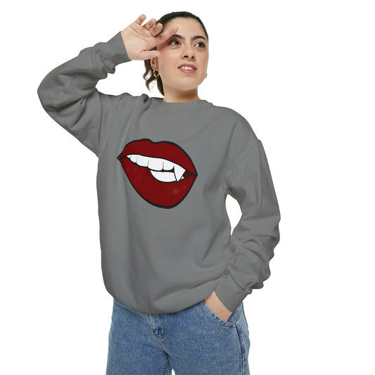 Biting Lip Vampire Fang Comfort Colors Sweater