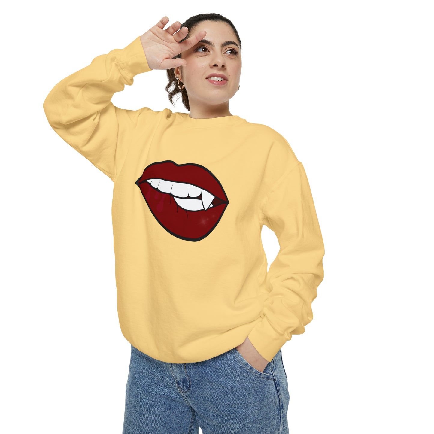 Biting Lip Vampire Fang Comfort Colors Sweater