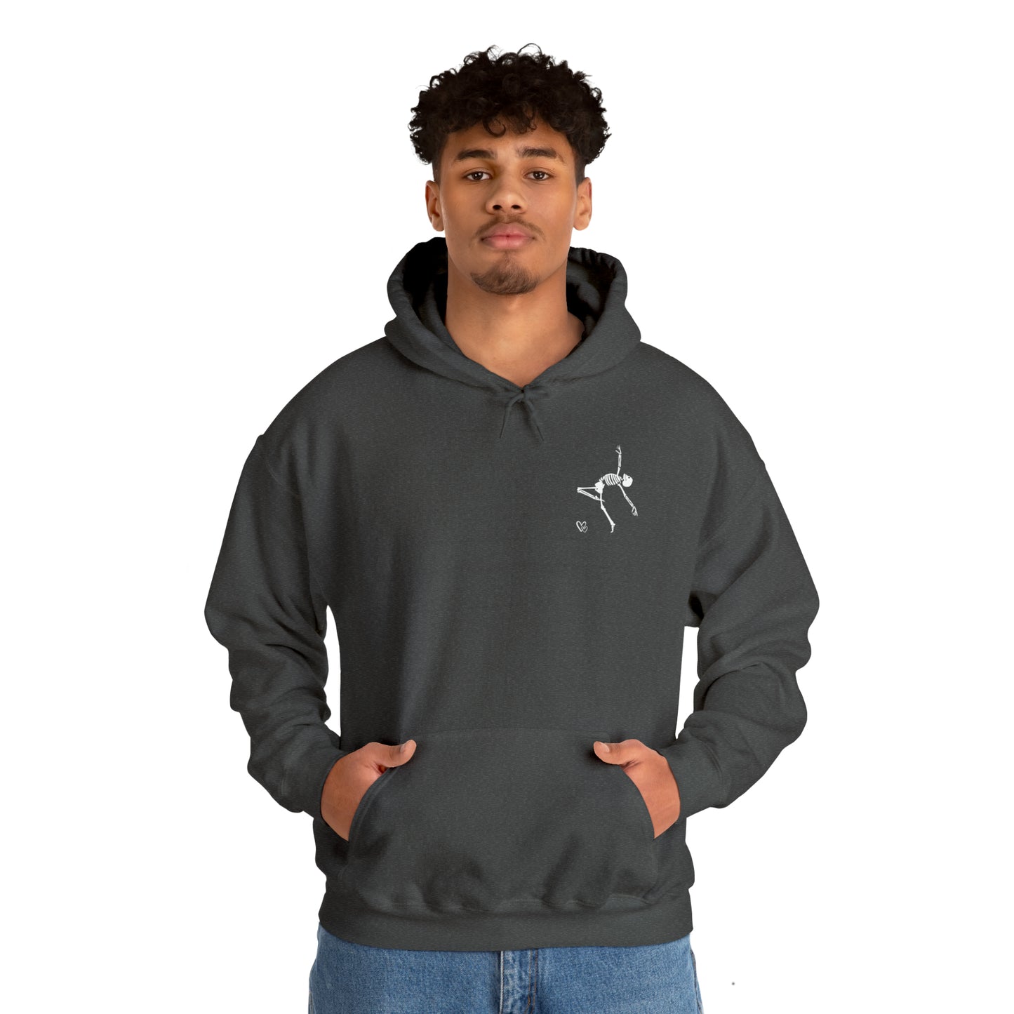 Dancing Skeleton Hoodie- Dancing Skeleton Front- Multi -Dancing Skeleton Back, Mutliple Color Options, Unisex Heavy Blend™ Hooded Sweatshirt