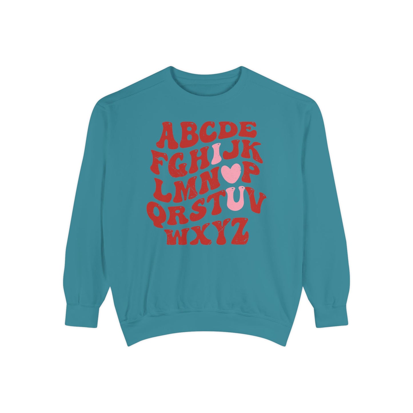 Red Alphabet I love you Adult Comfort Colors Sweatshirt