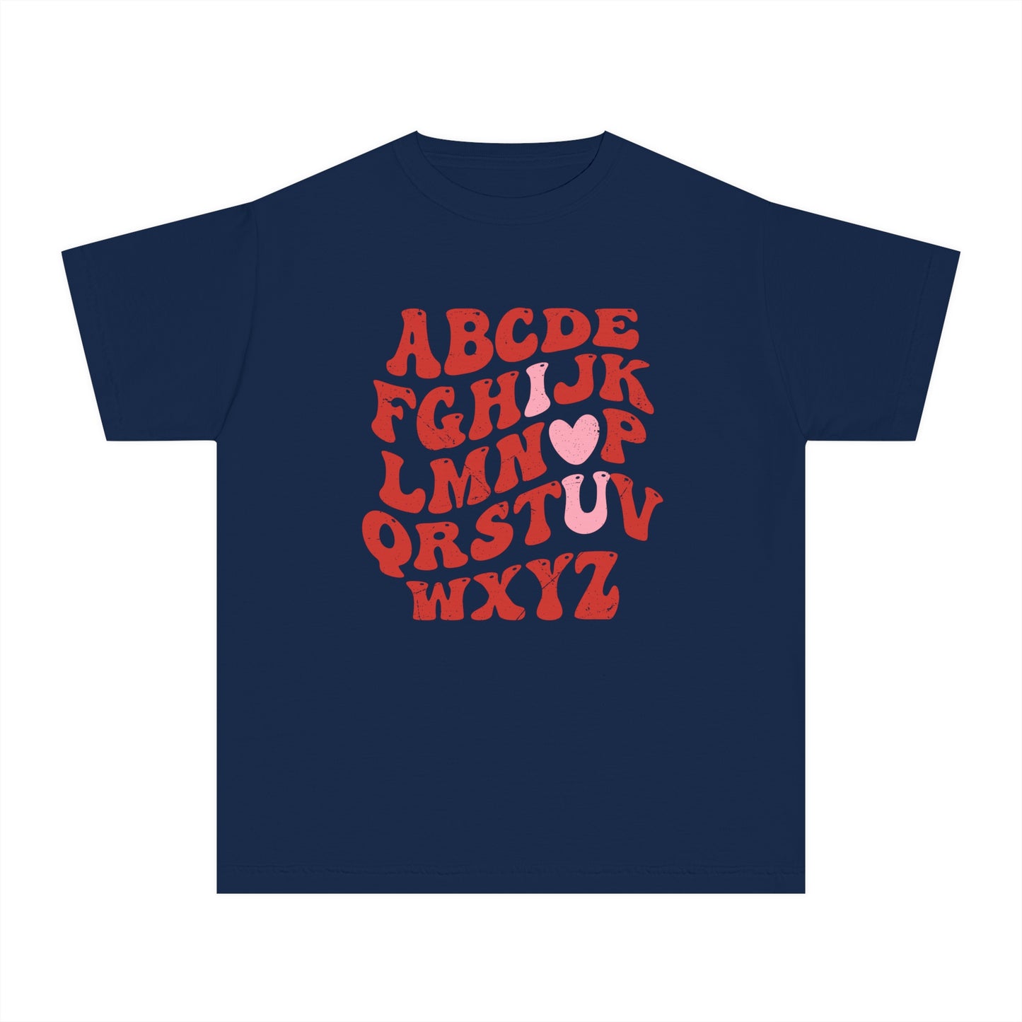 Red Alpha I Love You Youth Comfort Colors Tee