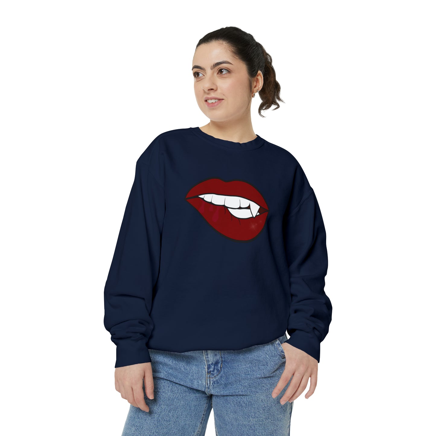 Biting Lip Vampire Fang Comfort Colors Sweater